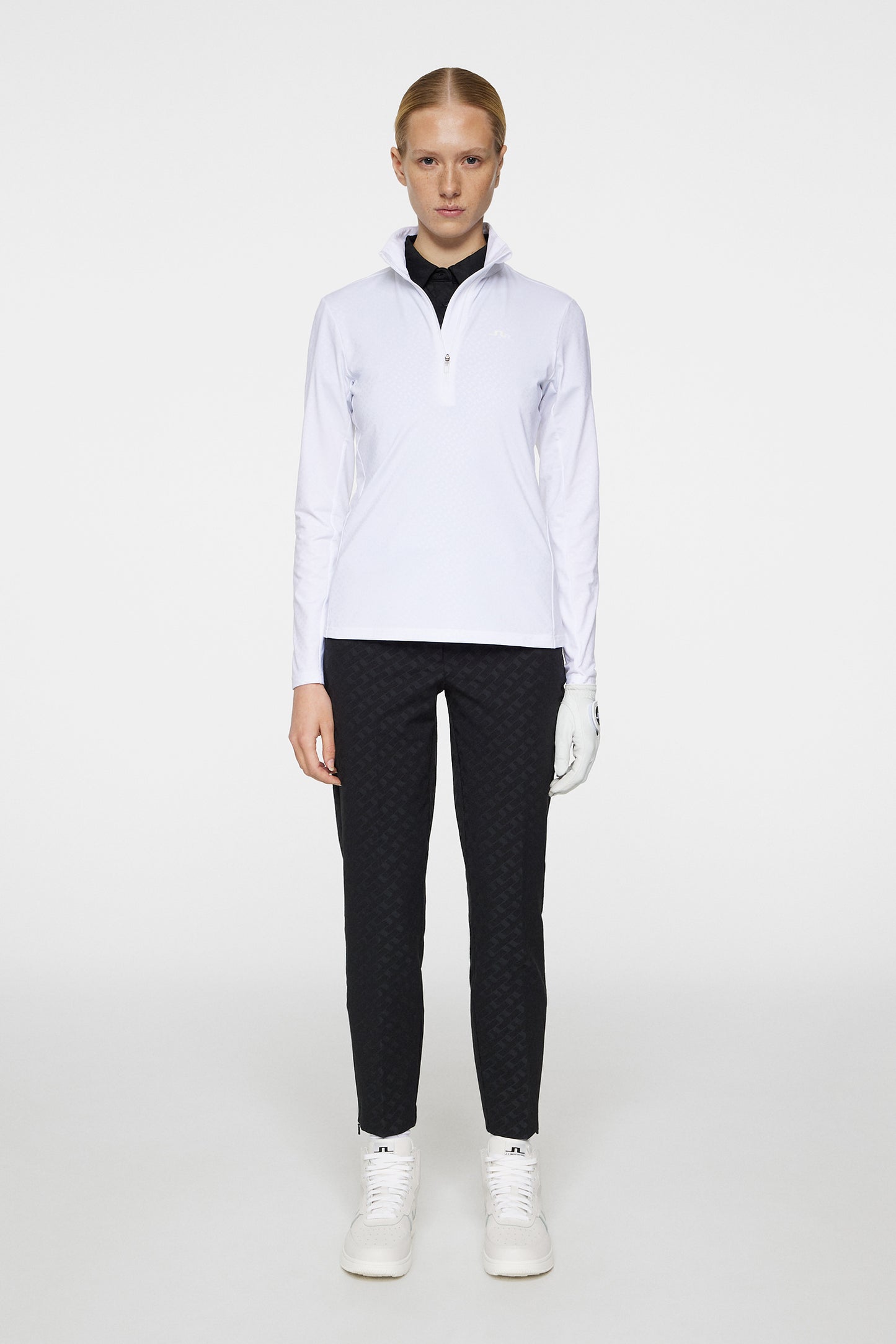 Lauryn Quarter Zip Mid Layer in White by J.Lindeberg