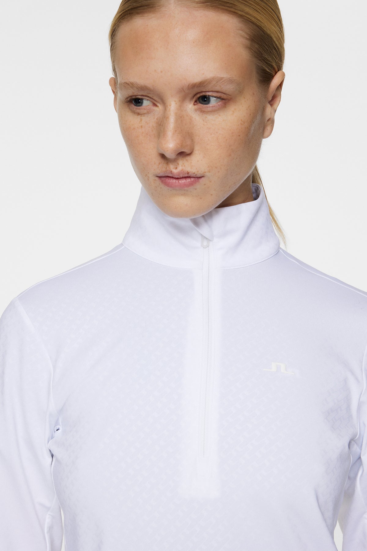 Lauryn Quarter Zip Mid Layer in White by J.Lindeberg