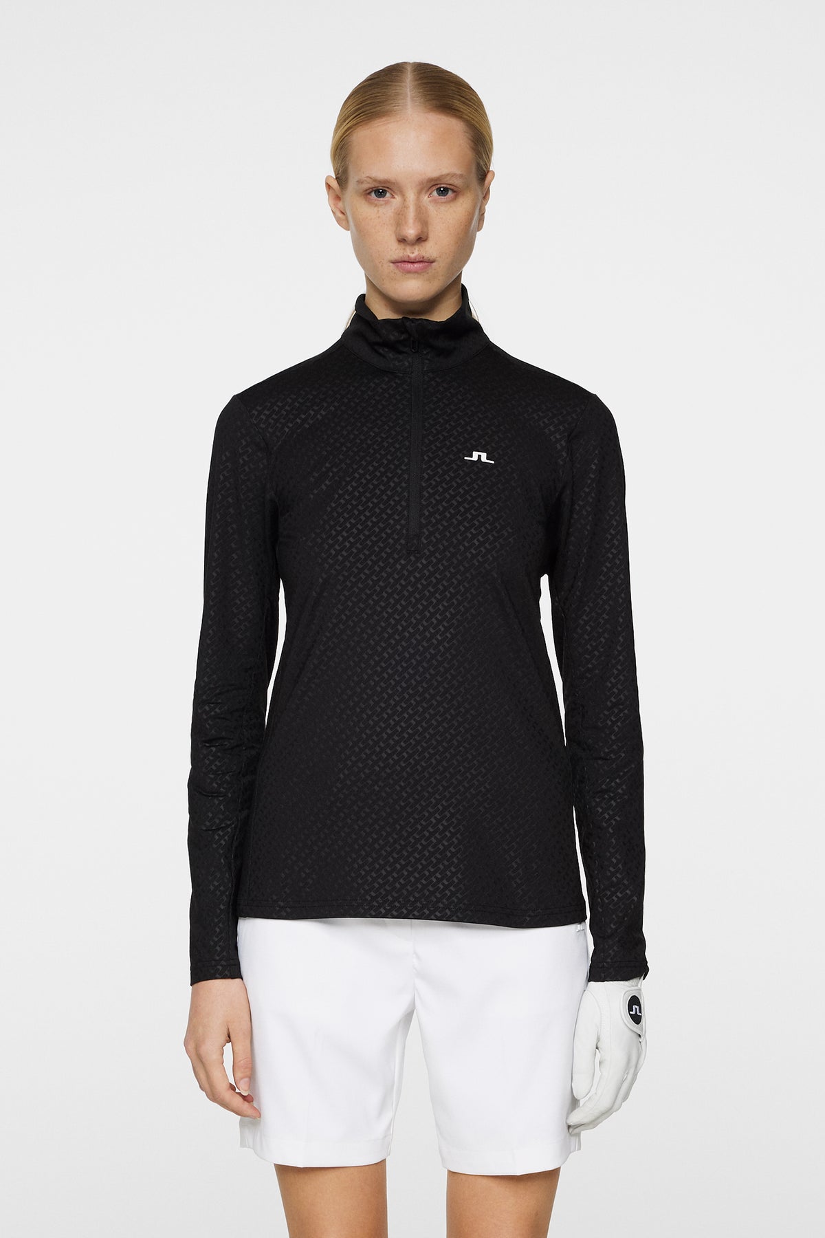 Lauryn Quarter Zip Mid Layer in Black by J.Lindeberg
