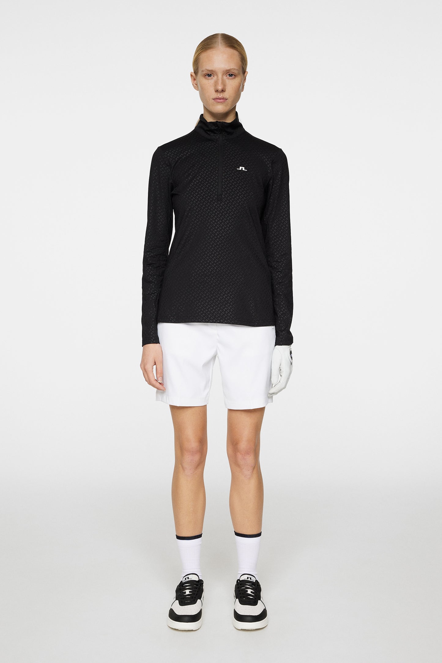 Lauryn Quarter Zip Mid Layer in Black by J.Lindeberg