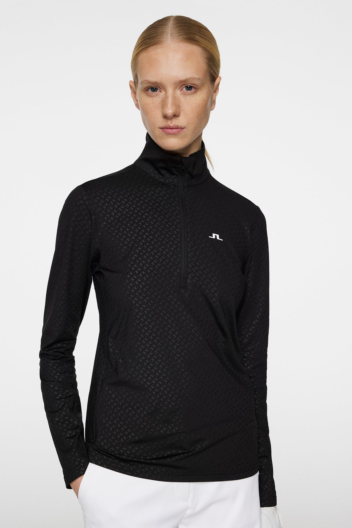 Lauryn Quarter Zip Mid Layer in Black by J.Lindeberg