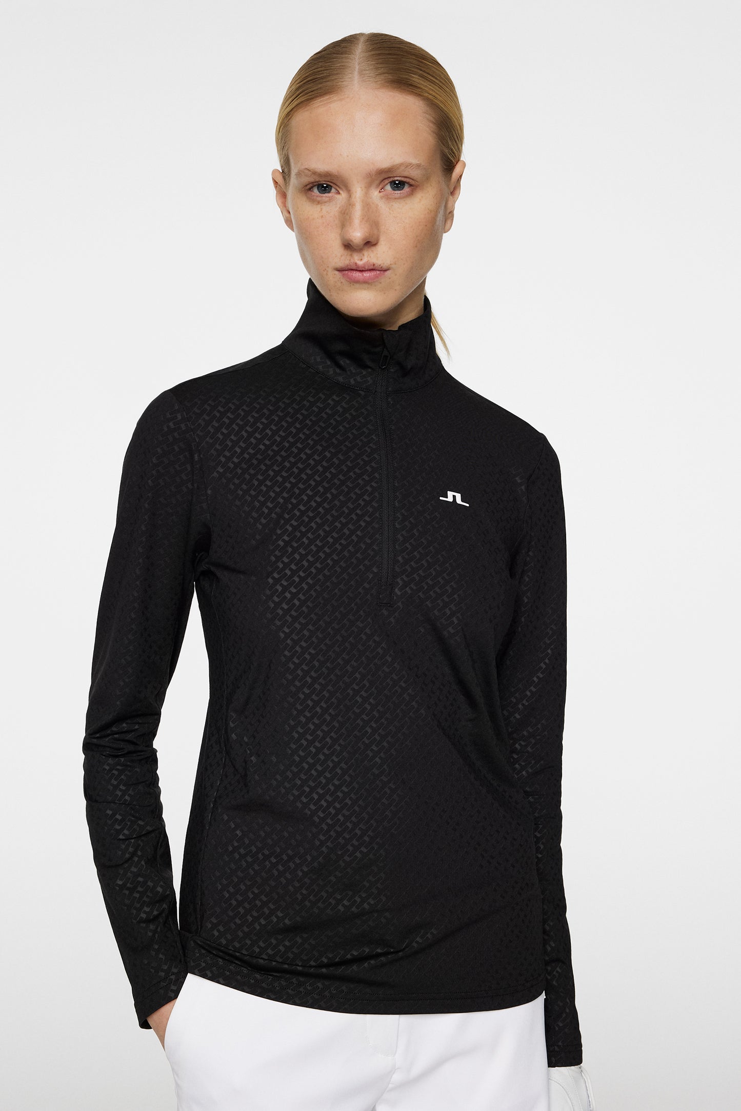 Lauryn Quarter Zip Mid Layer in Black by J.Lindeberg