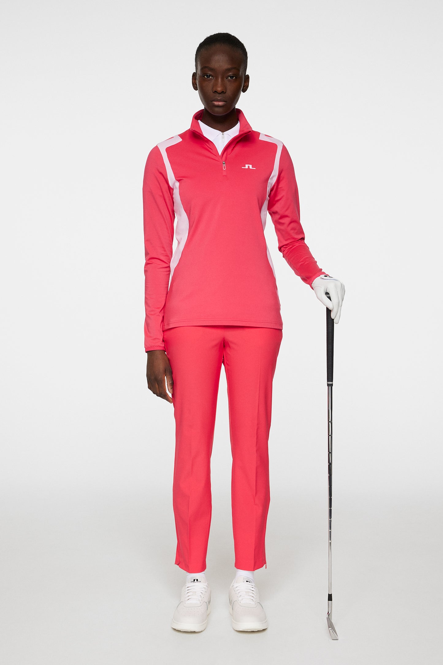 Mae Quarter Zip Mid Layer in Azalea by J.Lindeberg