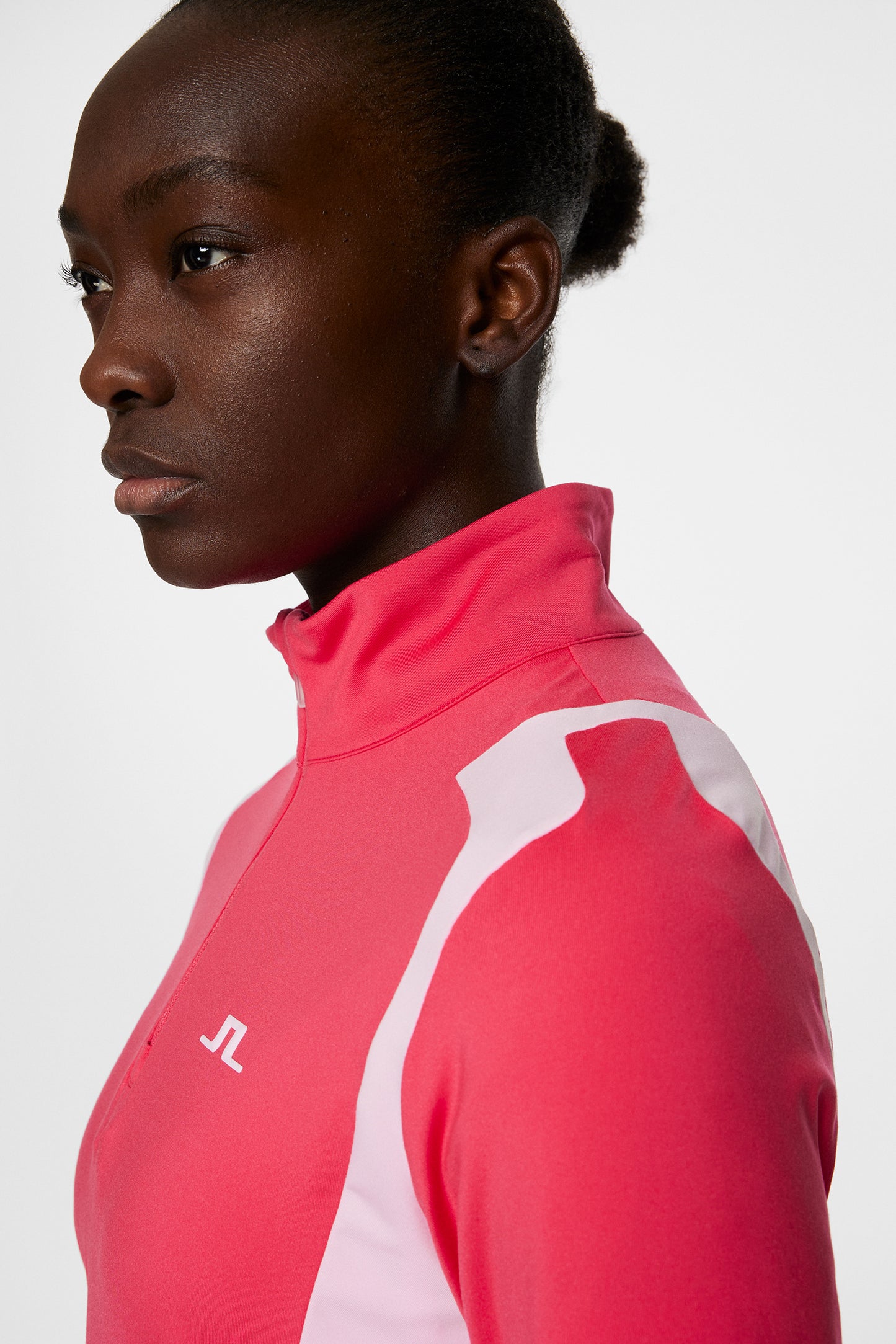 Mae Quarter Zip Mid Layer in Azalea by J.Lindeberg