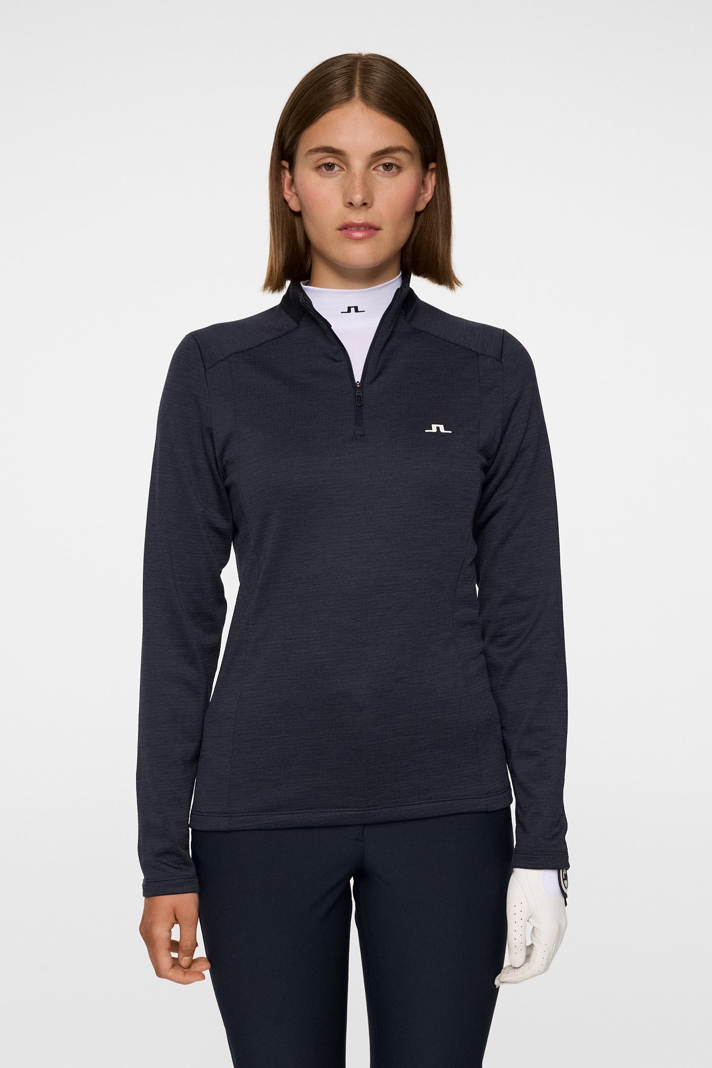 Steffi Quarter Zip Mid Layer in Navy Melange by J.Lindeberg