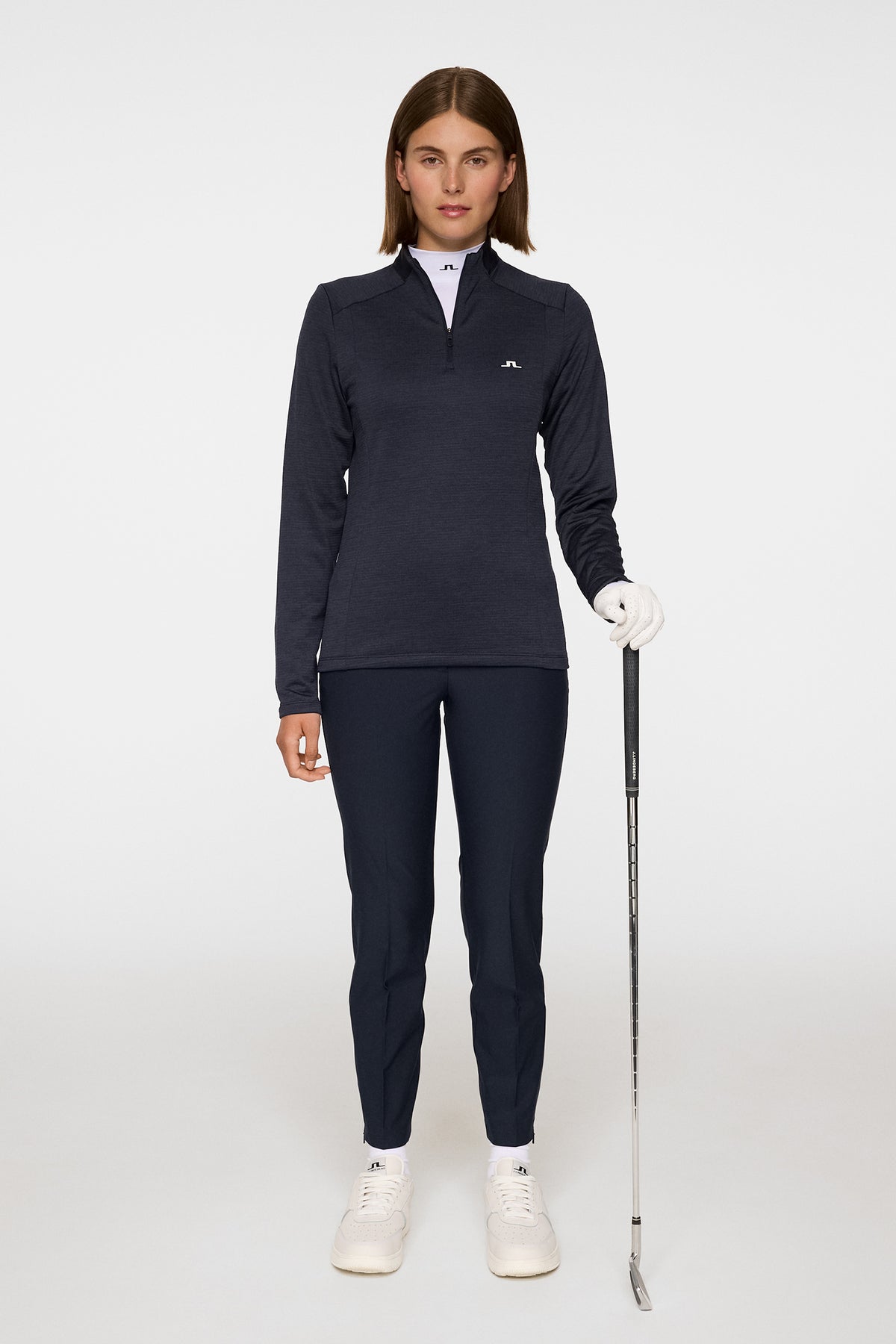 Steffi Quarter Zip Mid Layer in Navy Melange by J.Lindeberg