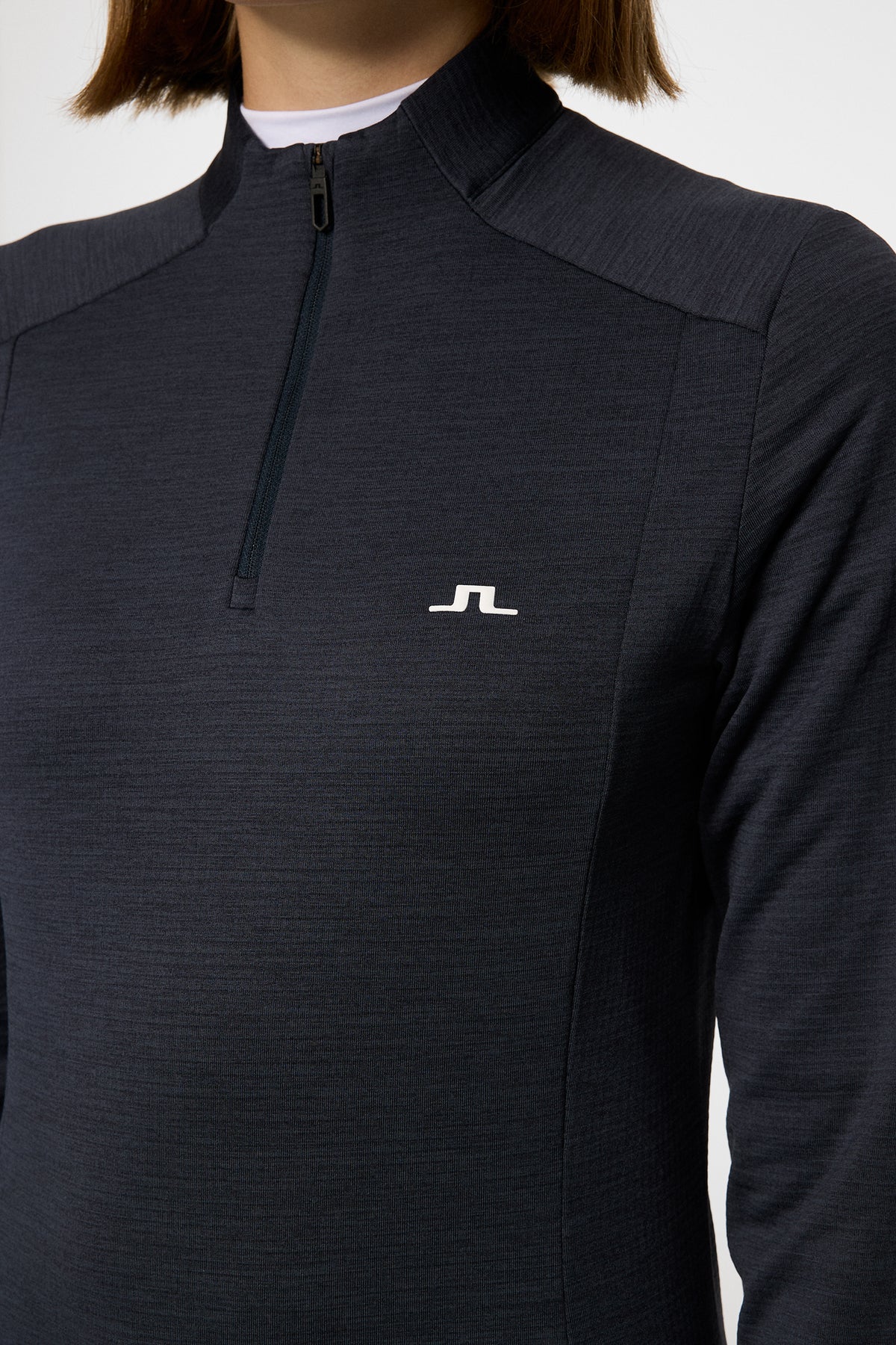 Steffi Quarter Zip Mid Layer in Navy Melange by J.Lindeberg