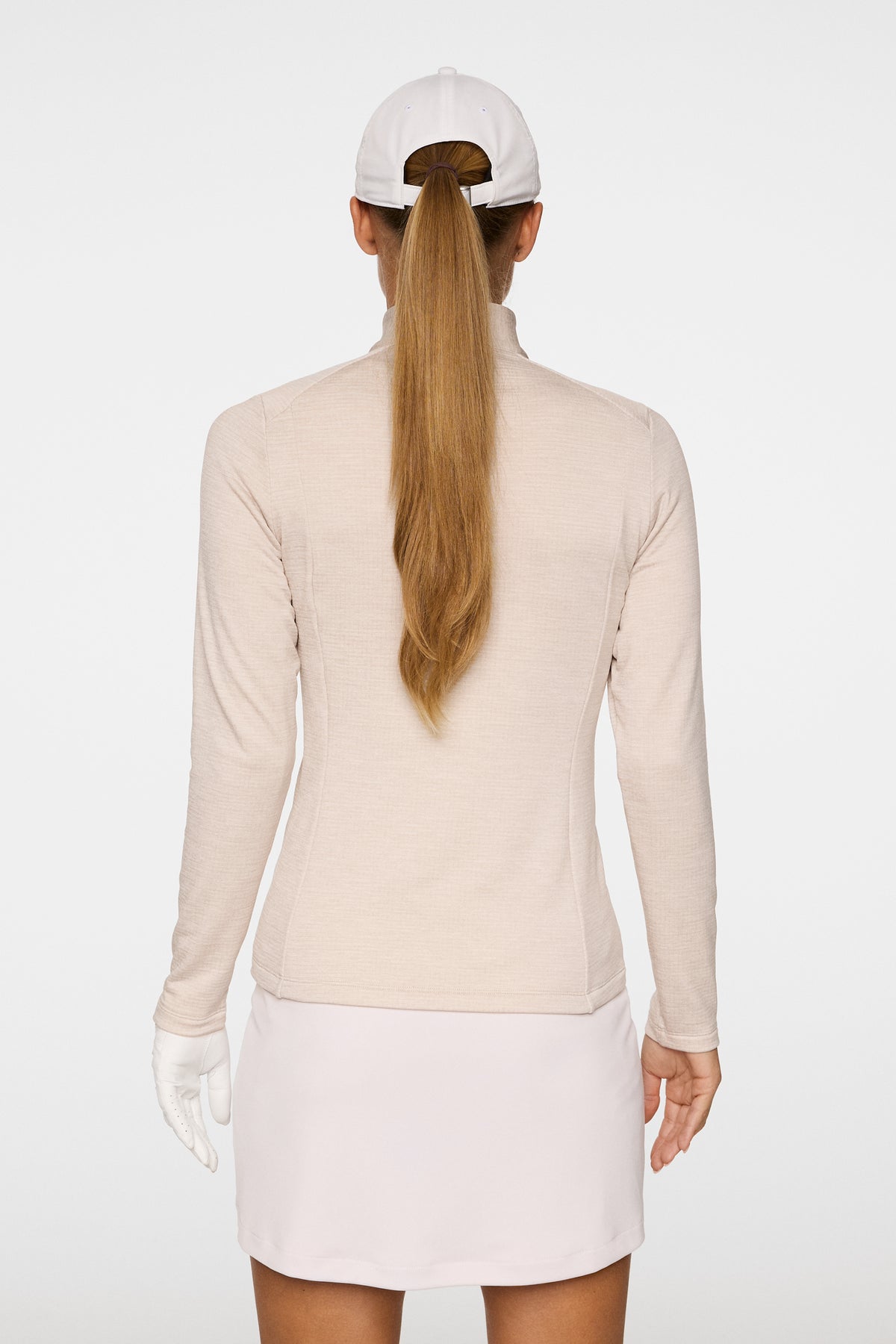 Steffi Quarter Zip Mid Layer in Beige Melange by J.Lindeberg