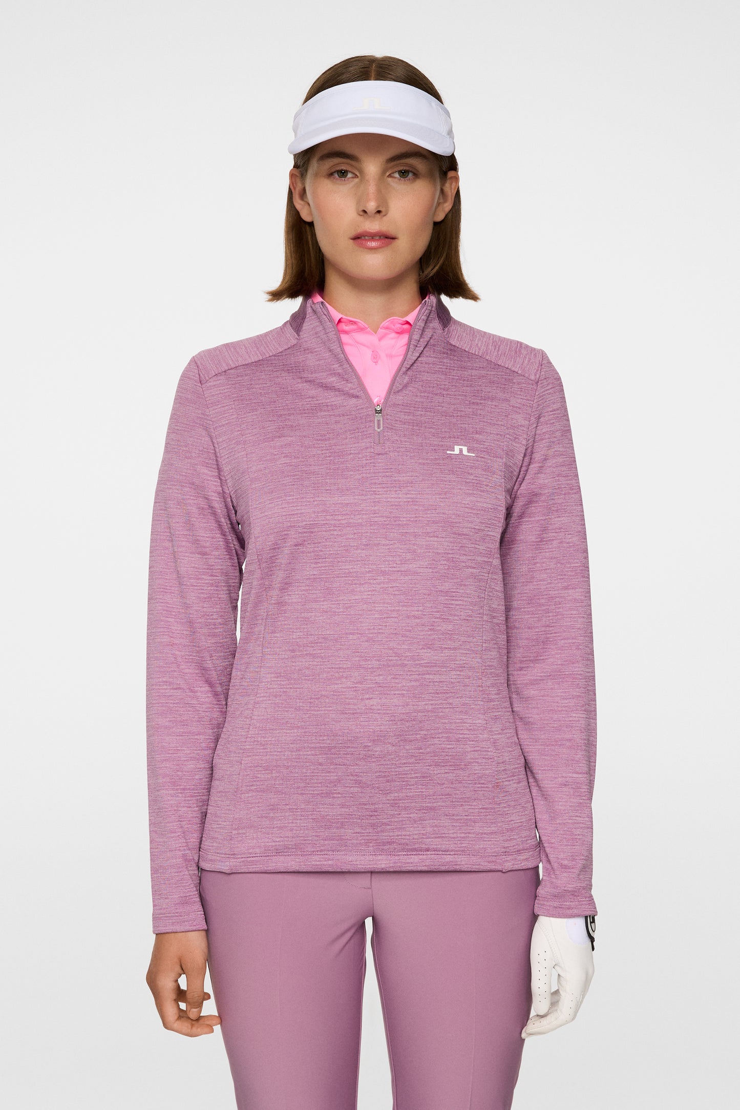 Steffi Quarter Zip Mid Layer in Very Grape Melange by J.Lindeberg