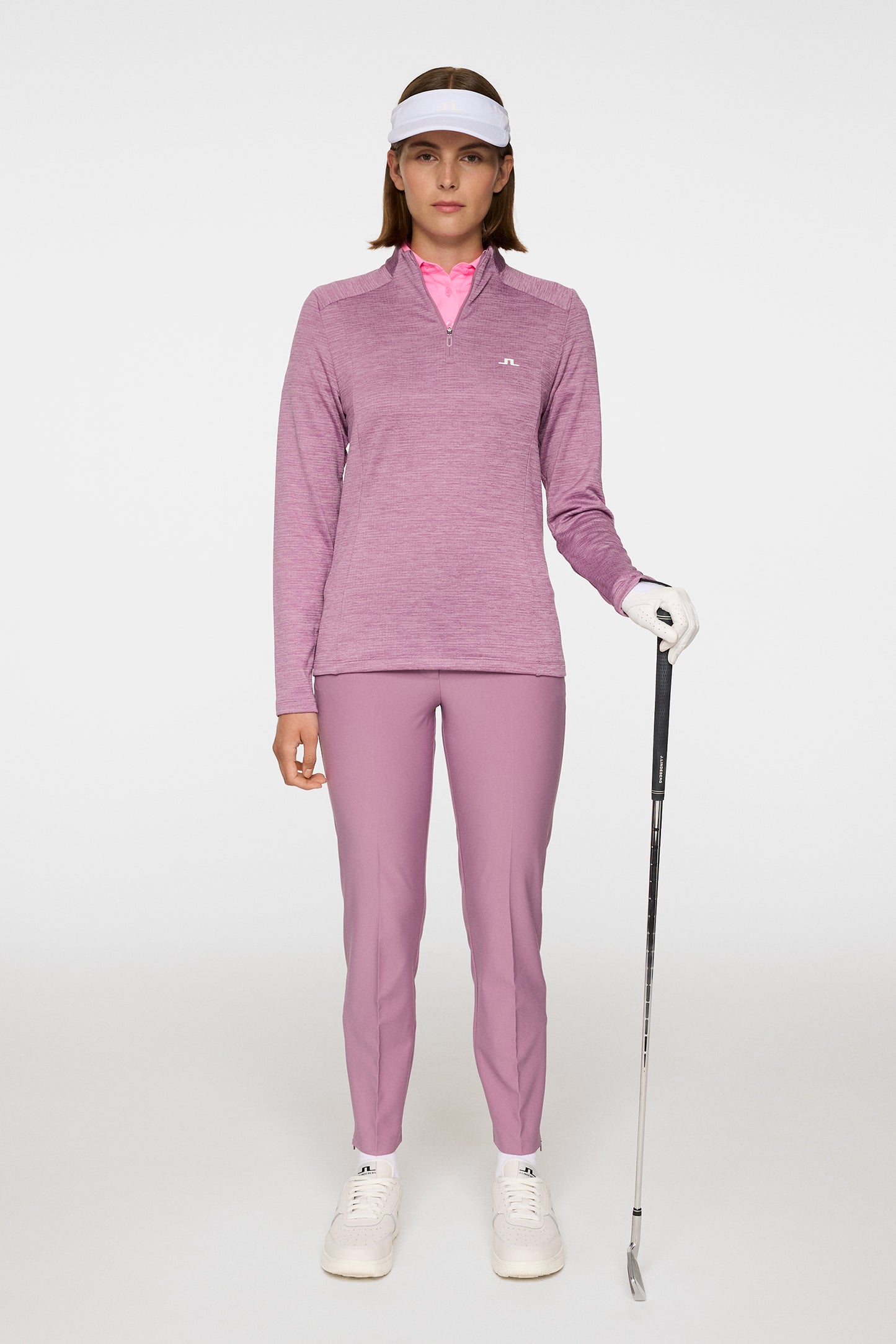Steffi Quarter Zip Mid Layer in Very Grape Melange by J.Lindeberg