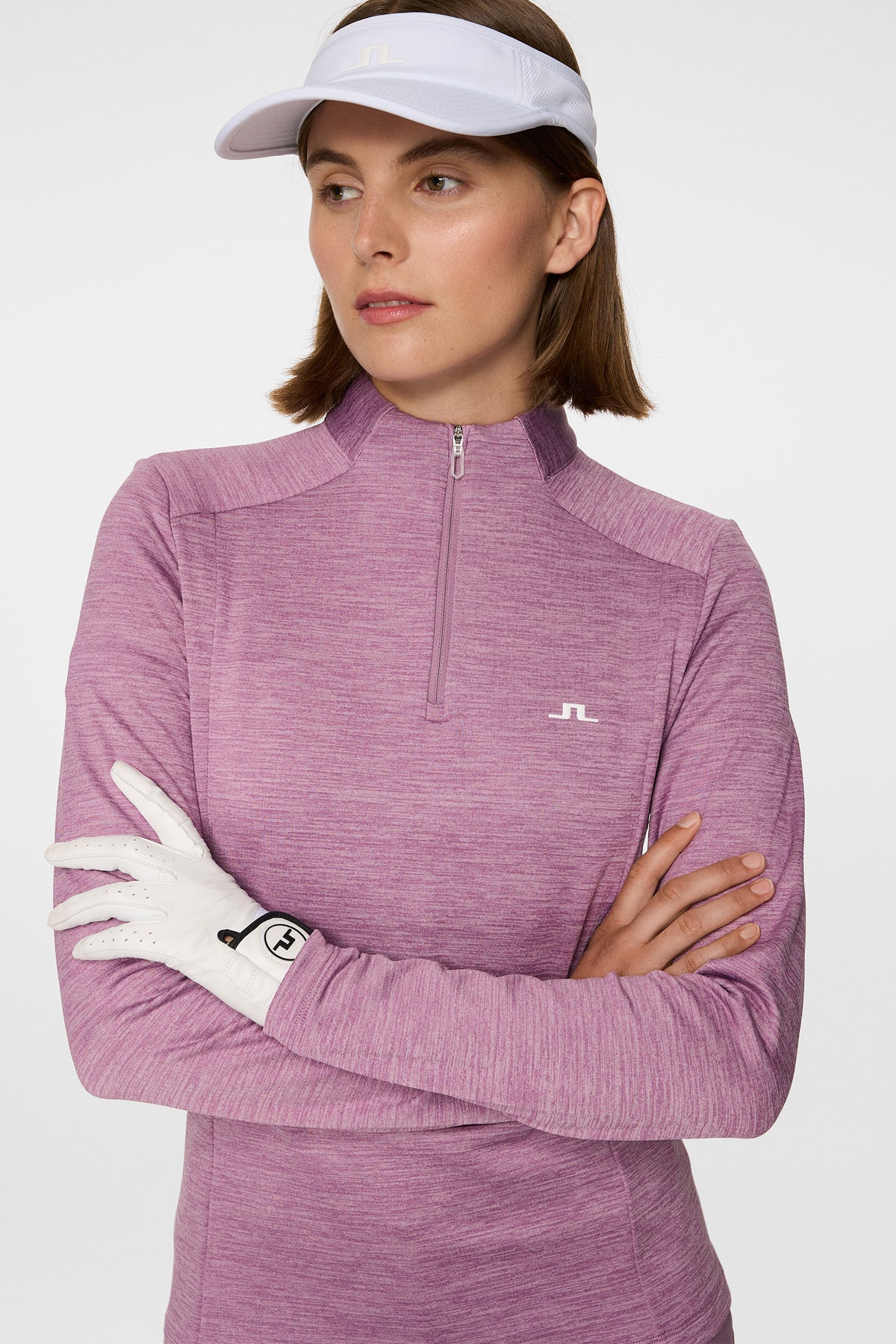 Steffi Quarter Zip Mid Layer in Very Grape Melange by J.Lindeberg