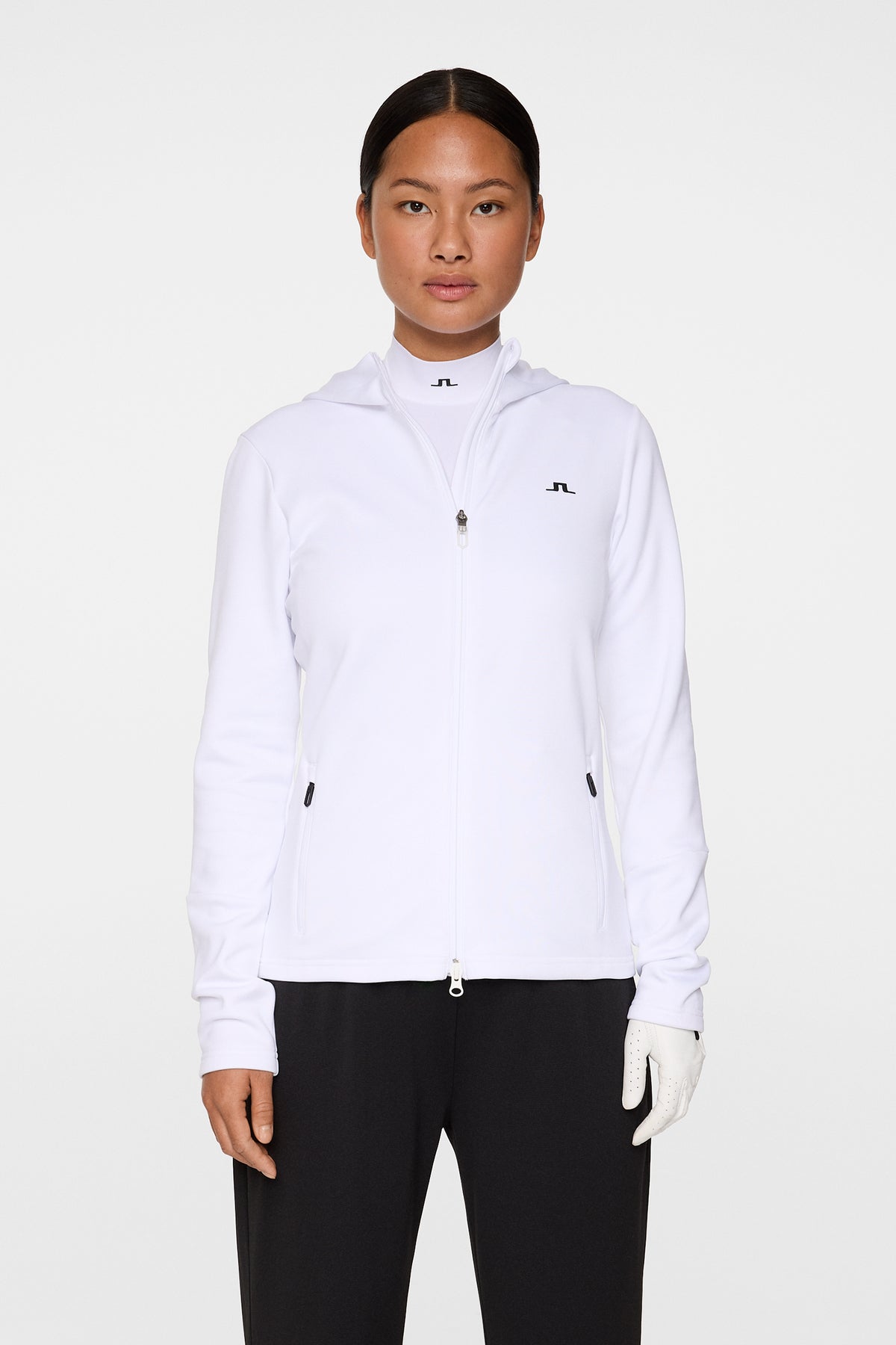 Aerialle Zip Hood in White by J.Lindeberg