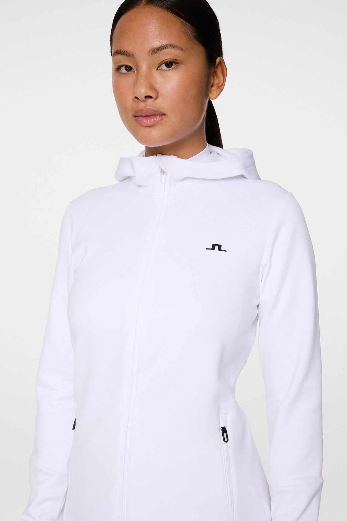 Aerialle Zip Hood in White by J.Lindeberg