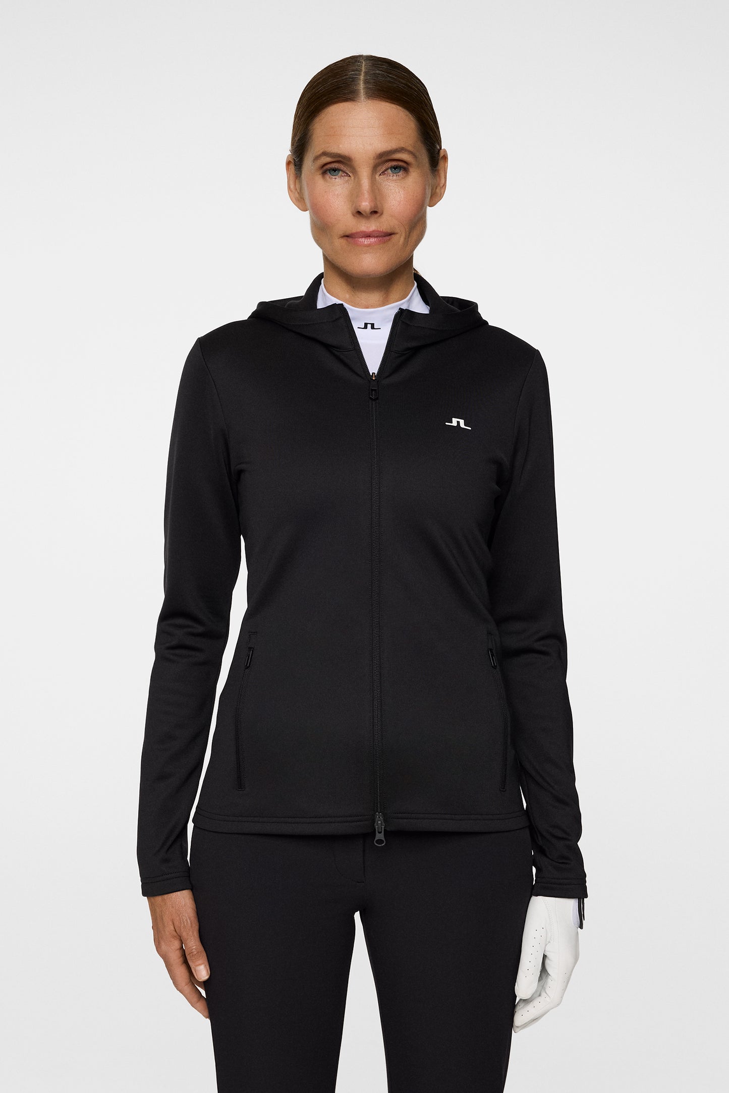 Aerialle Zip Hood in Black by J.Lindeberg