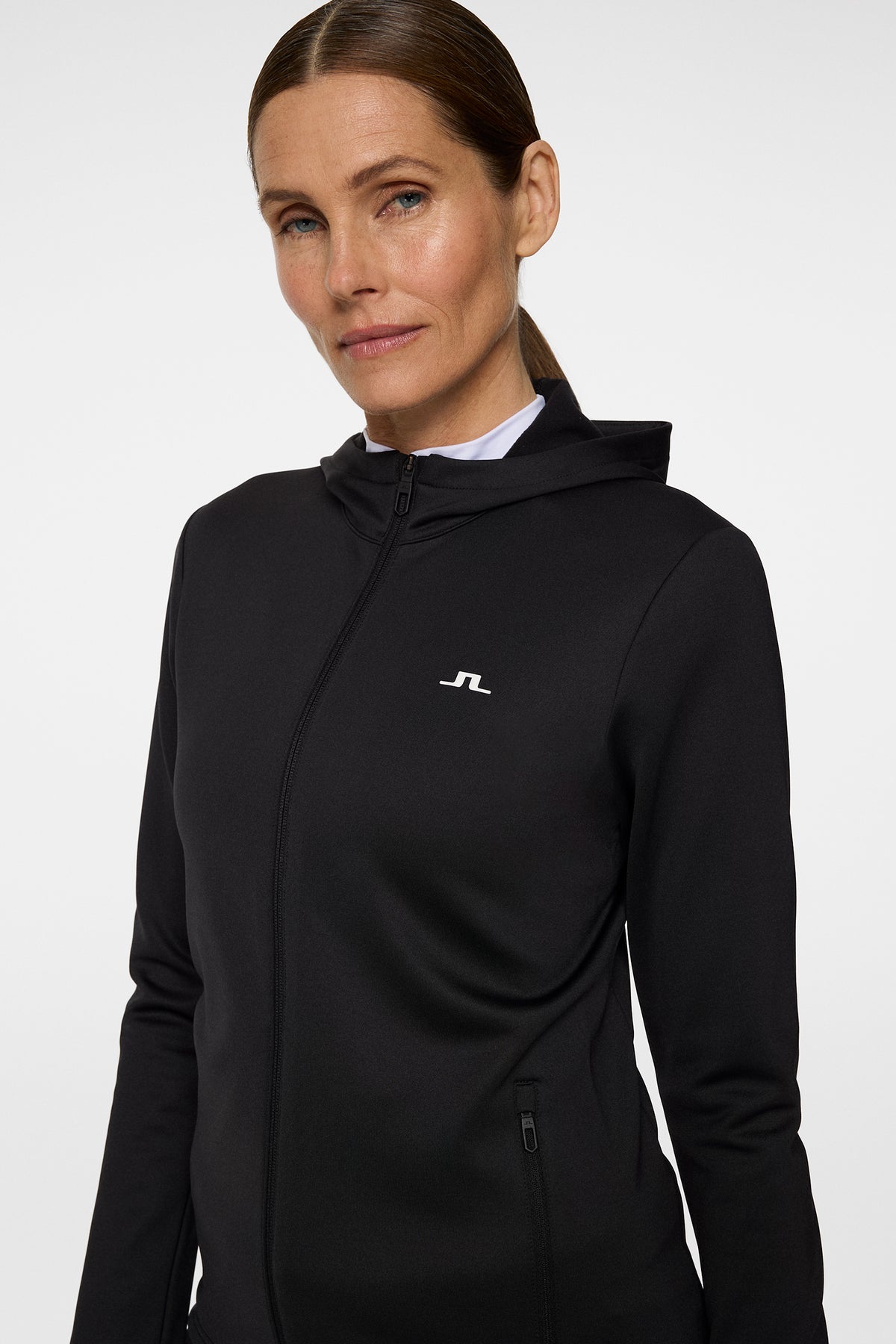 Aerialle Zip Hood in Black by J.Lindeberg