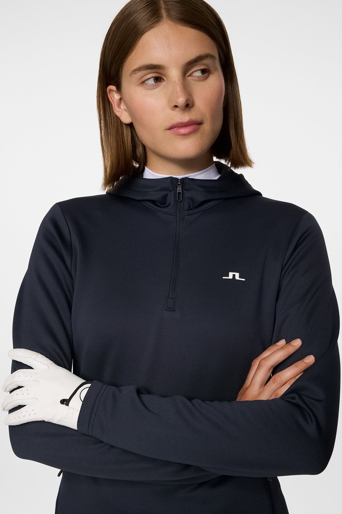 Aerialle Quarter Zip Hood in JL Navy by J.Lindeberg