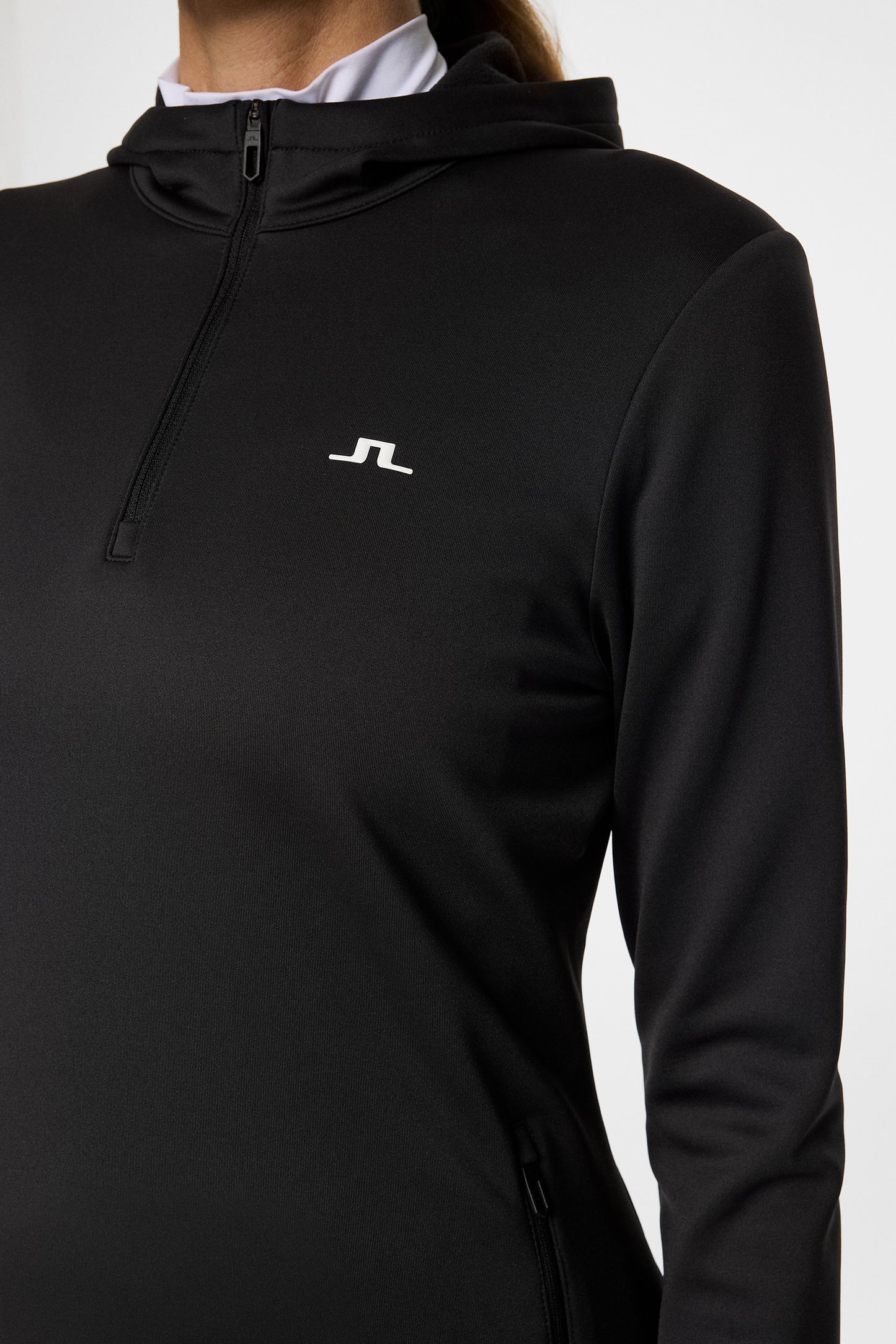 Aerialle Quarter Zip Hood in Black by J.Lindeberg