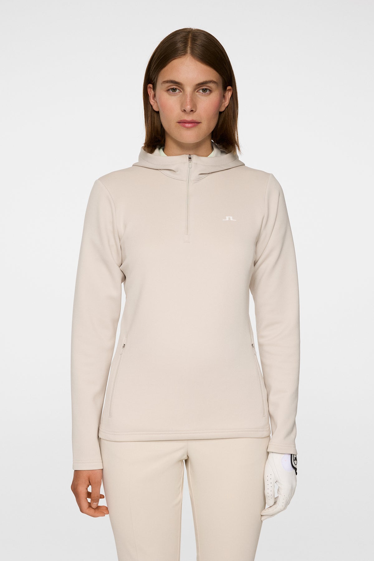 Aerialle Quarter Zip Hood in Moonbeam by J.Lindeberg