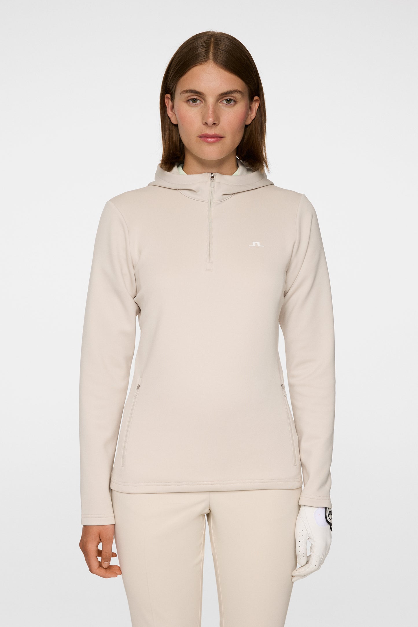 Aerialle Quarter Zip Hood in Moonbeam by J.Lindeberg