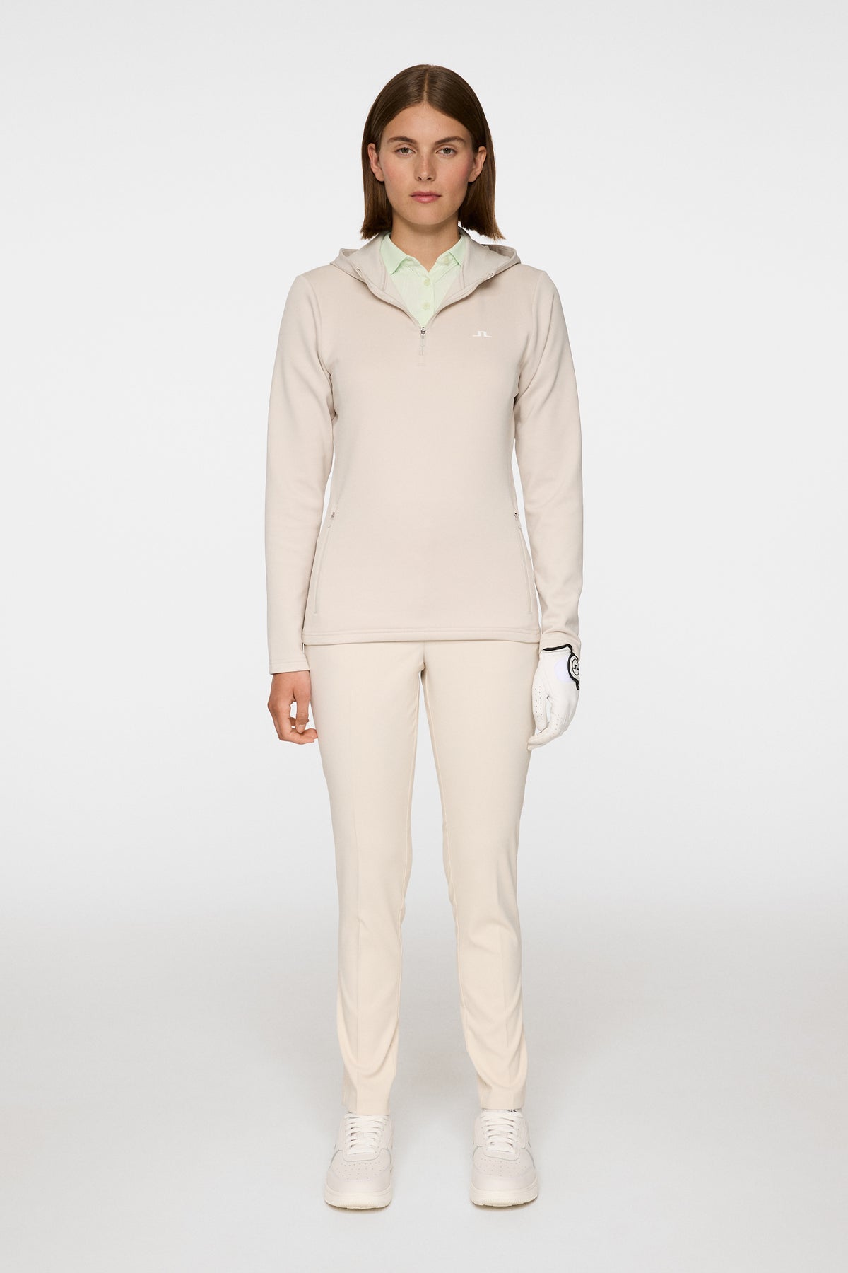 Aerialle Quarter Zip Hood in Moonbeam by J.Lindeberg