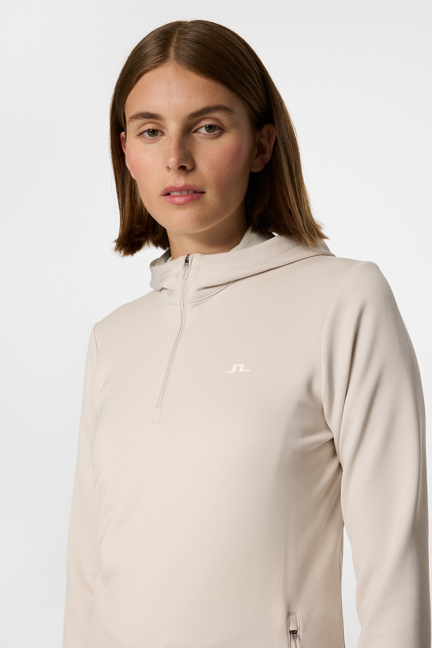 Aerialle Quarter Zip Hood in Moonbeam by J.Lindeberg