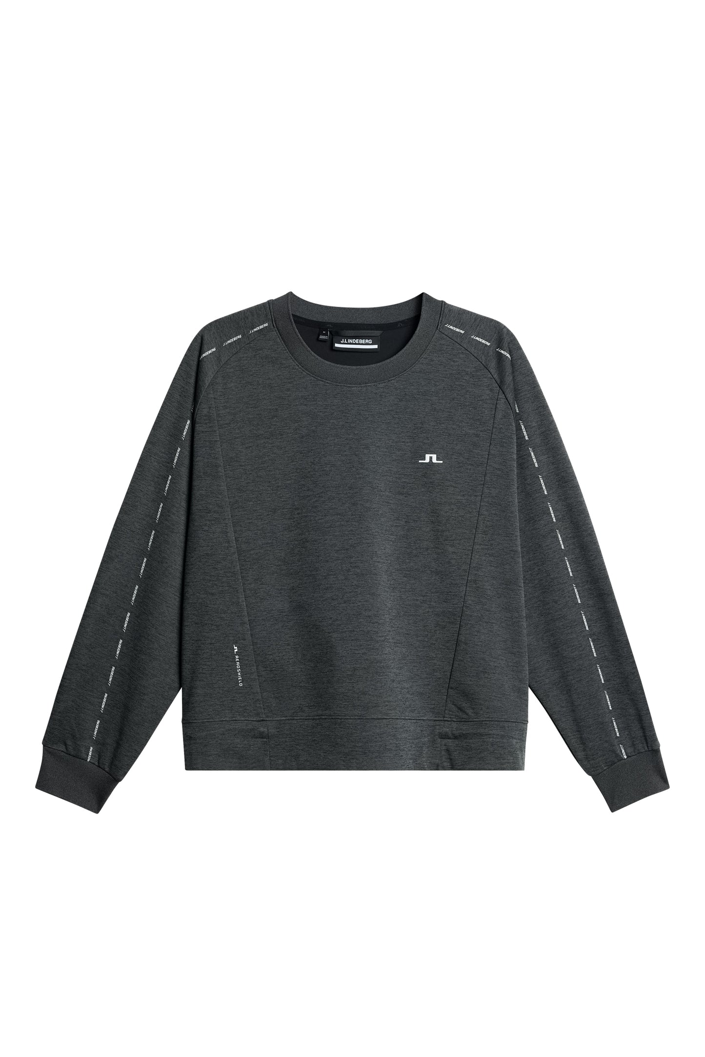 Lucy Windblock Sweatshirt in Asphalt and Black Melange by J.Lindeberg