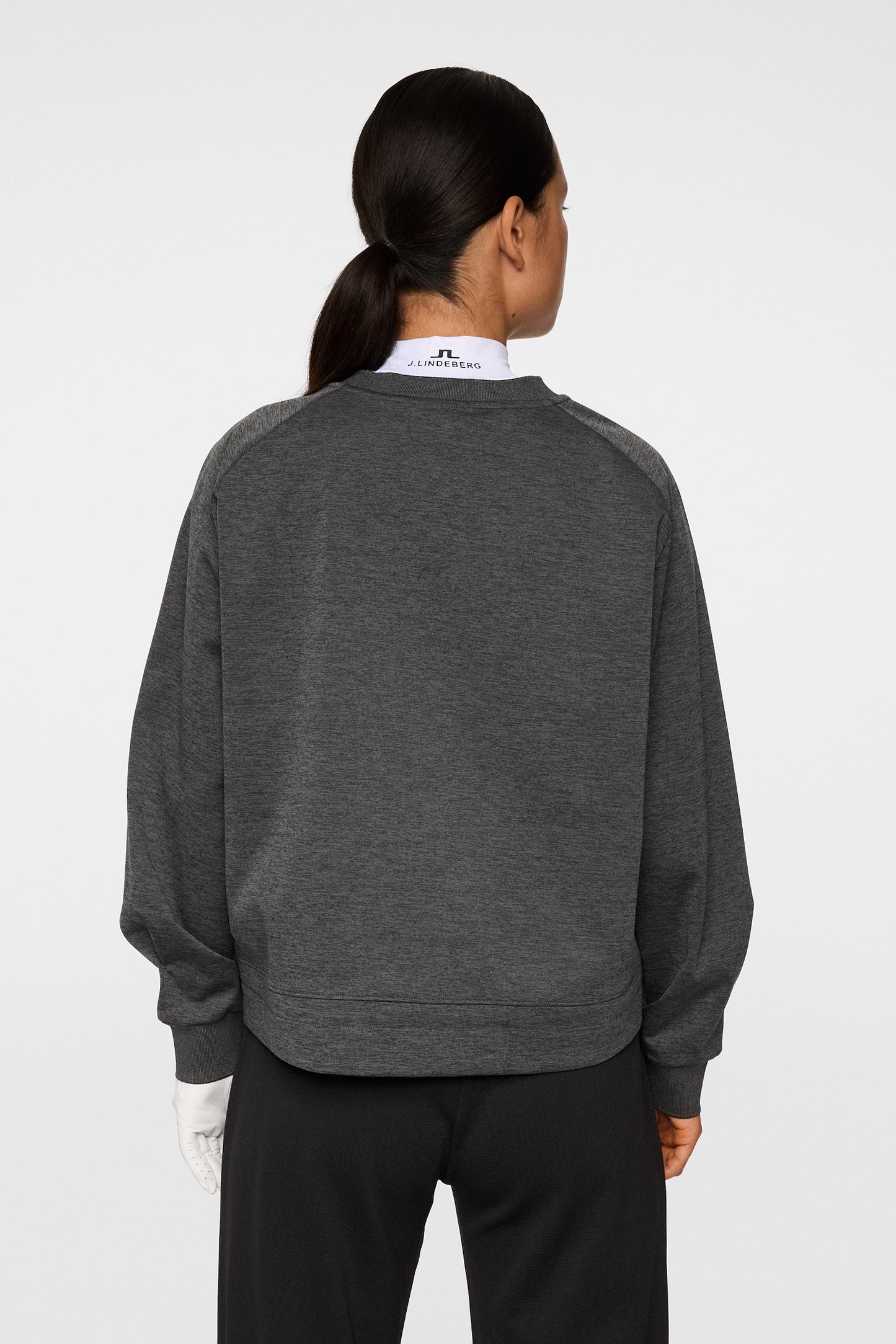 Lucy Windblock Sweatshirt in Asphalt and Black Melange by J.Lindeberg