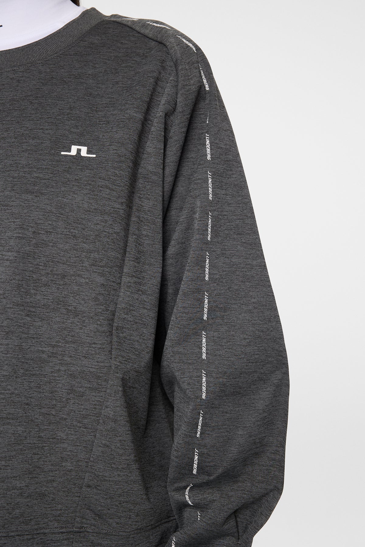 Lucy Windblock Sweatshirt in Asphalt and Black Melange by J.Lindeberg