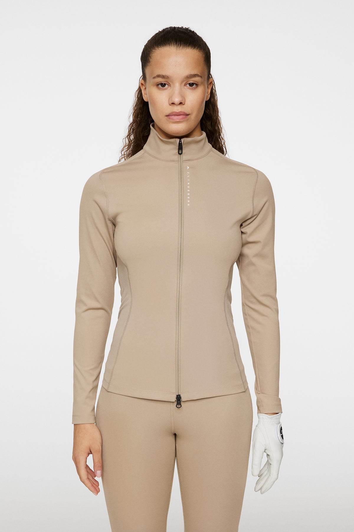 Mel Zip Mid Layer in Vintage Khaki by J.Lindeberg