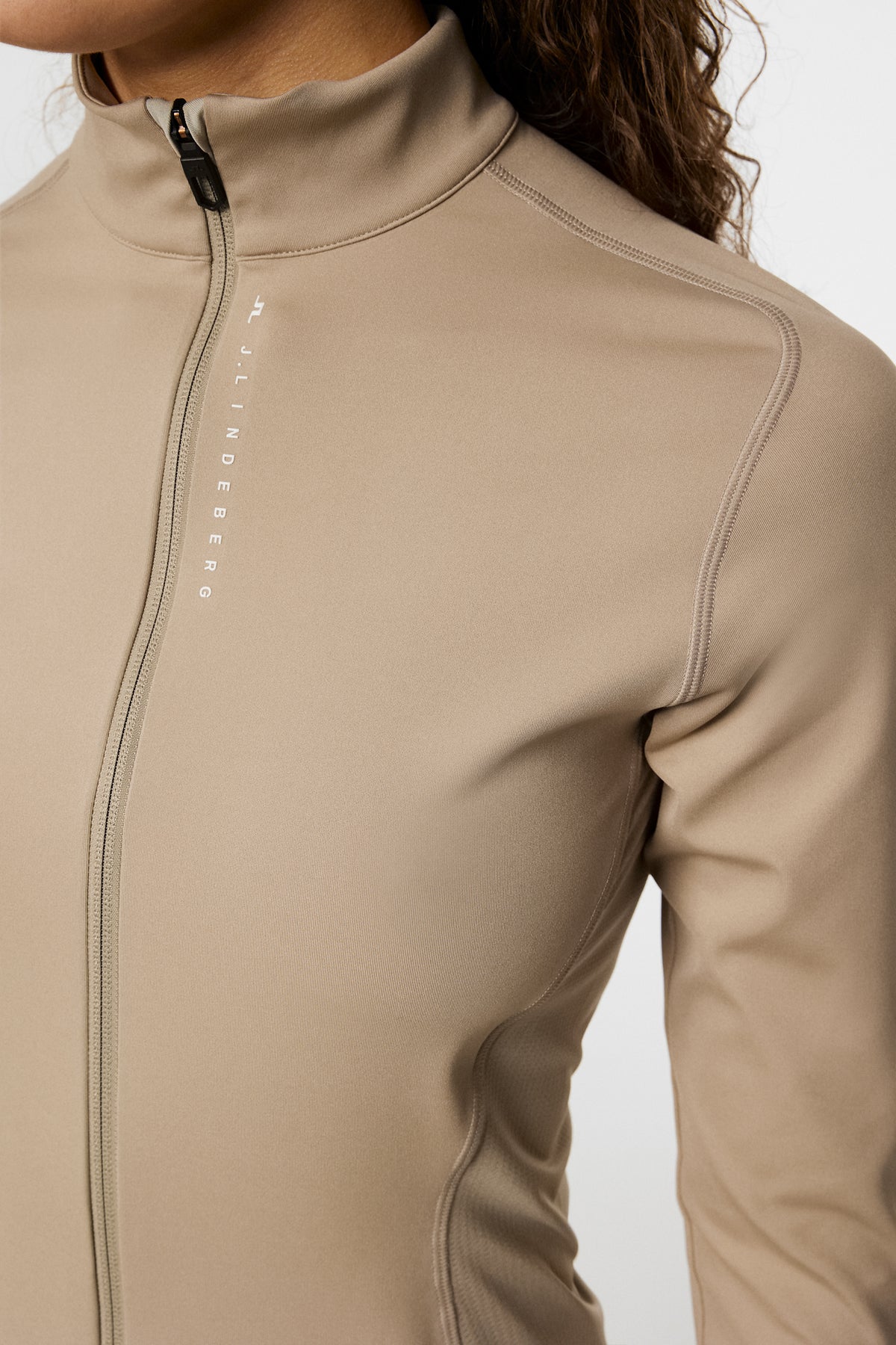 Mel Zip Mid Layer in Vintage Khaki by J.Lindeberg