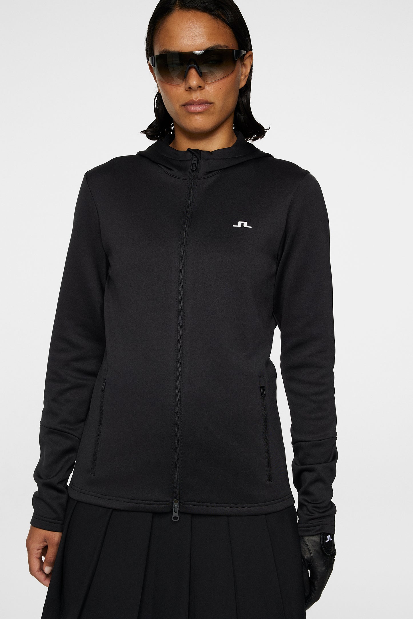 W Aerial Zip Hood in Black by J.Lindeberg