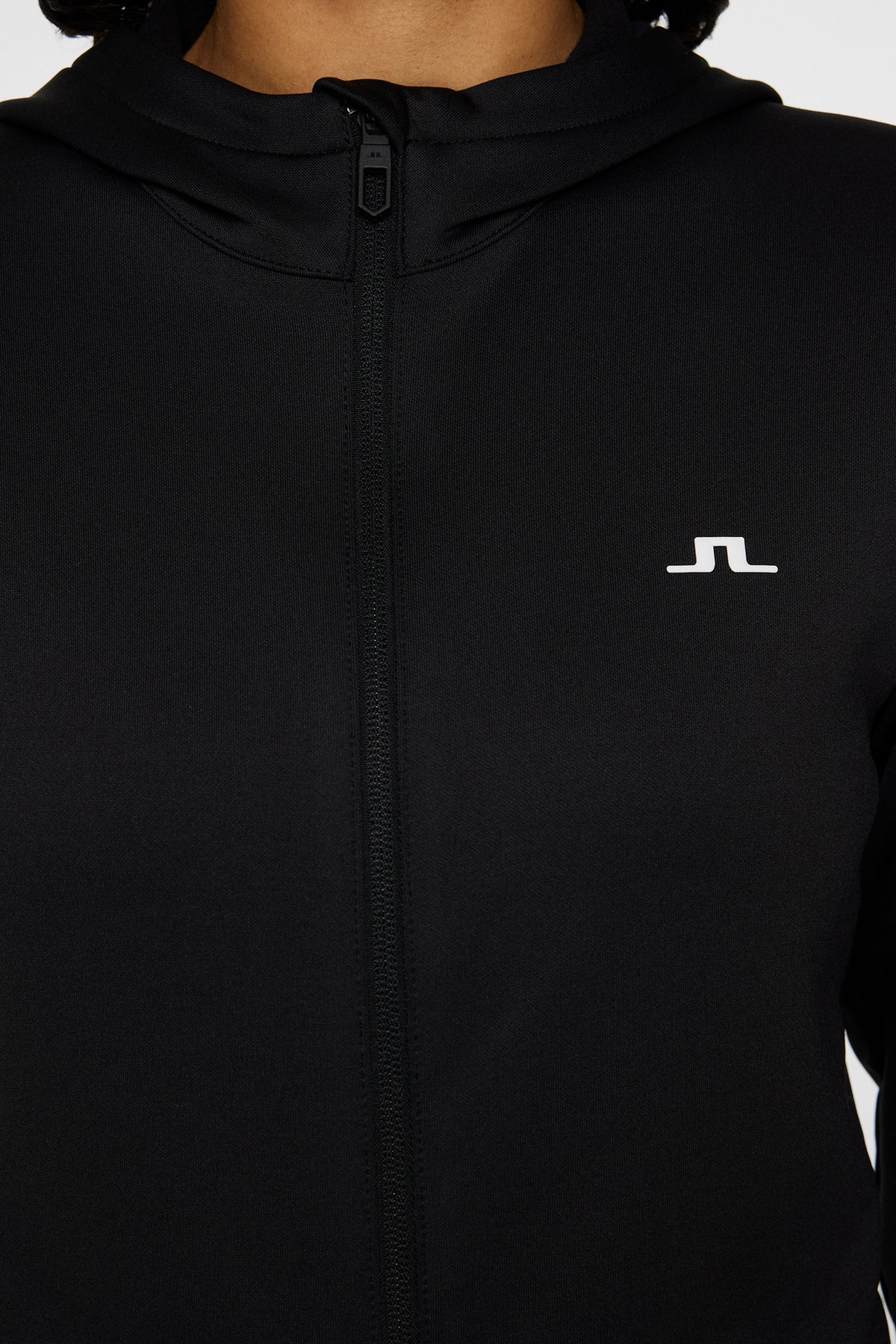 W Aerial Zip Hood in Black by J.Lindeberg