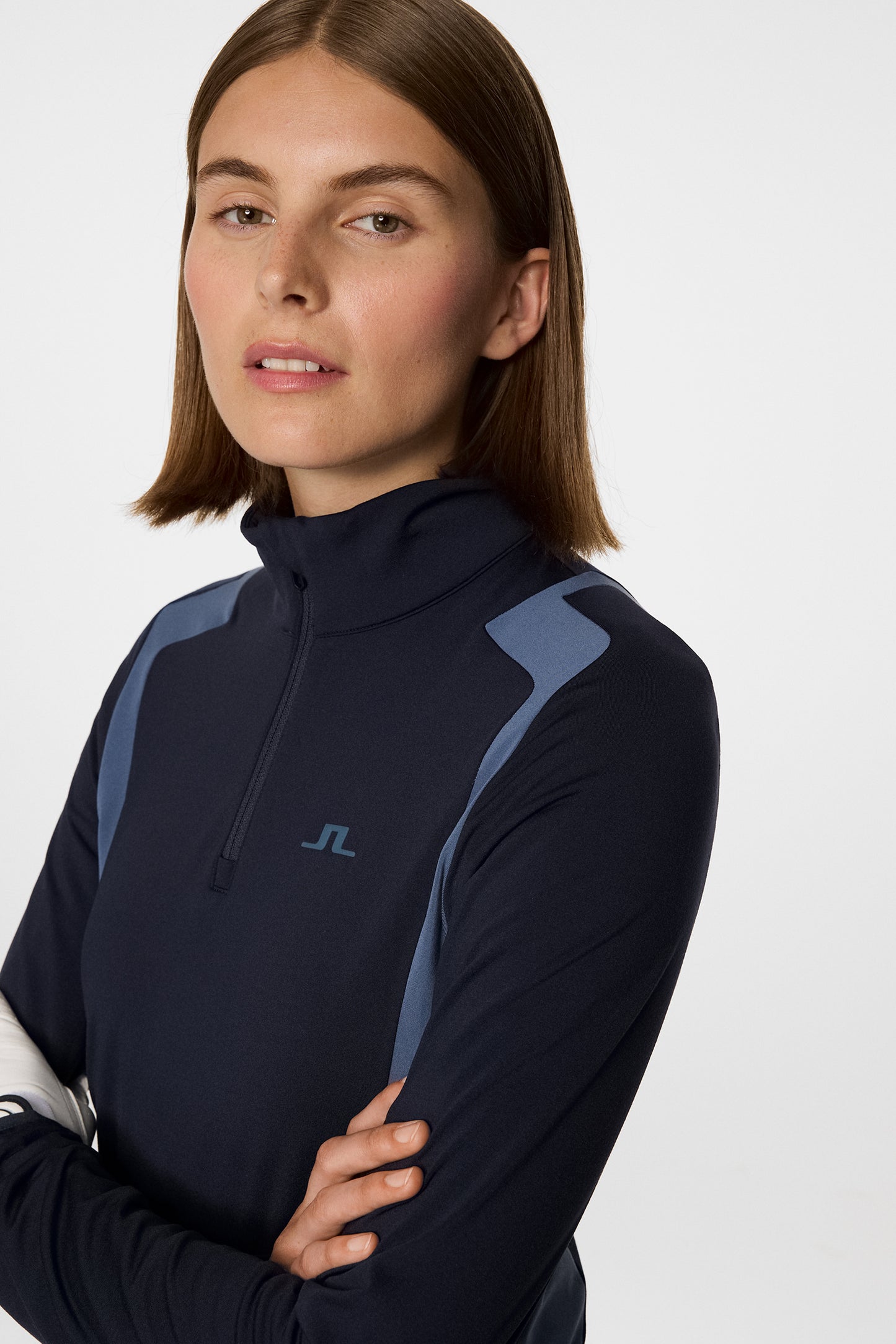 Mae Quarter Zip Mid Layer in JL Navy by J.Lindeberg
