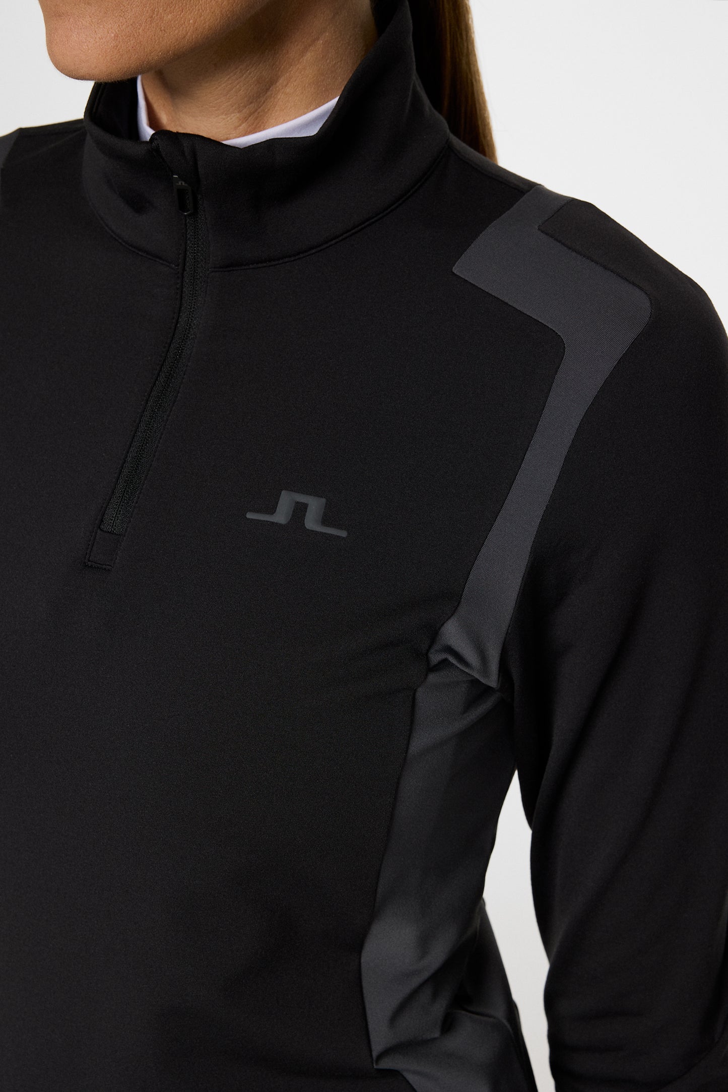 Mae Quarter Zip Mid Layer in Black by J.Lindeberg
