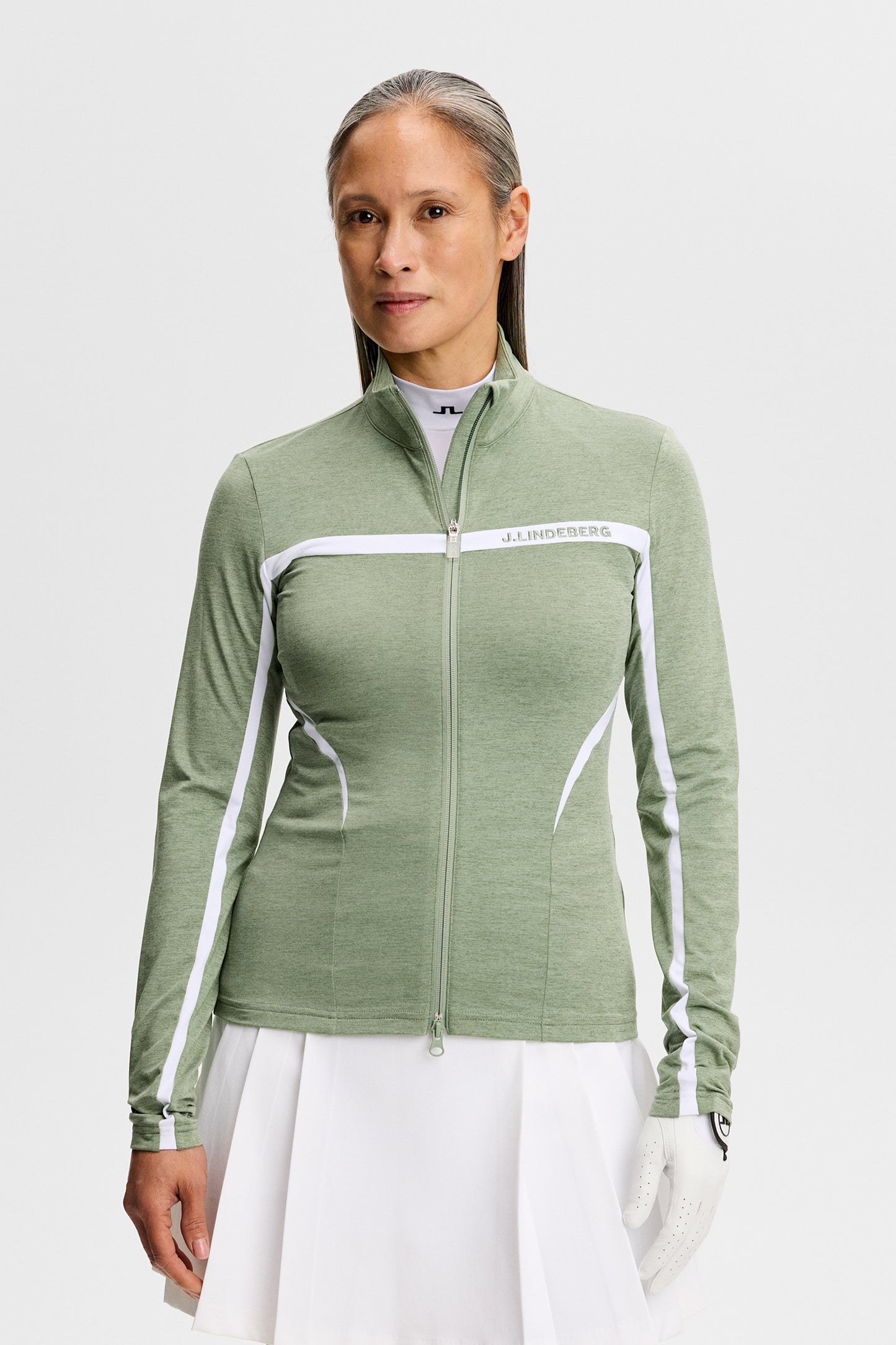 Janice Mid Layer in Hedge Green Melange by J.Lindeberg
