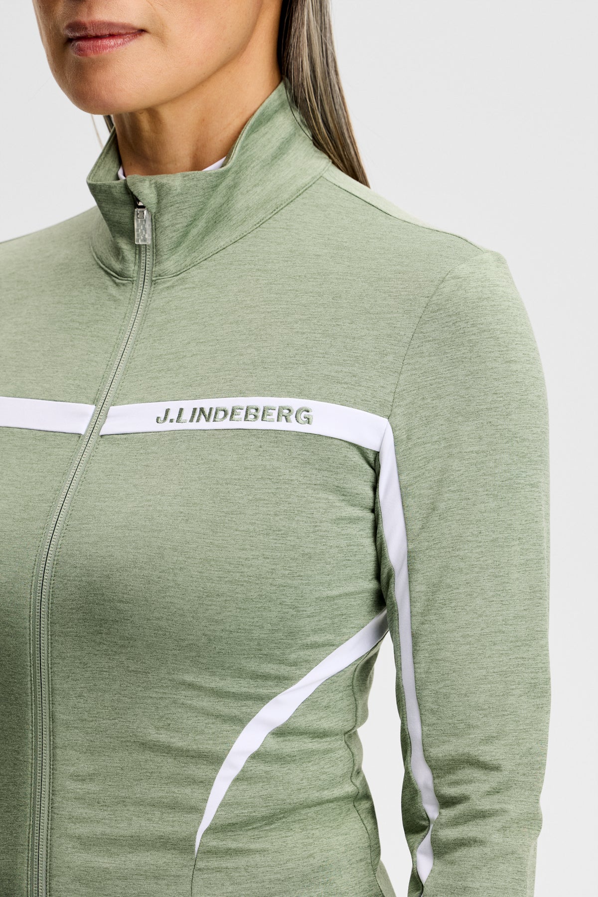 Janice Mid Layer in Hedge Green Melange by J.Lindeberg