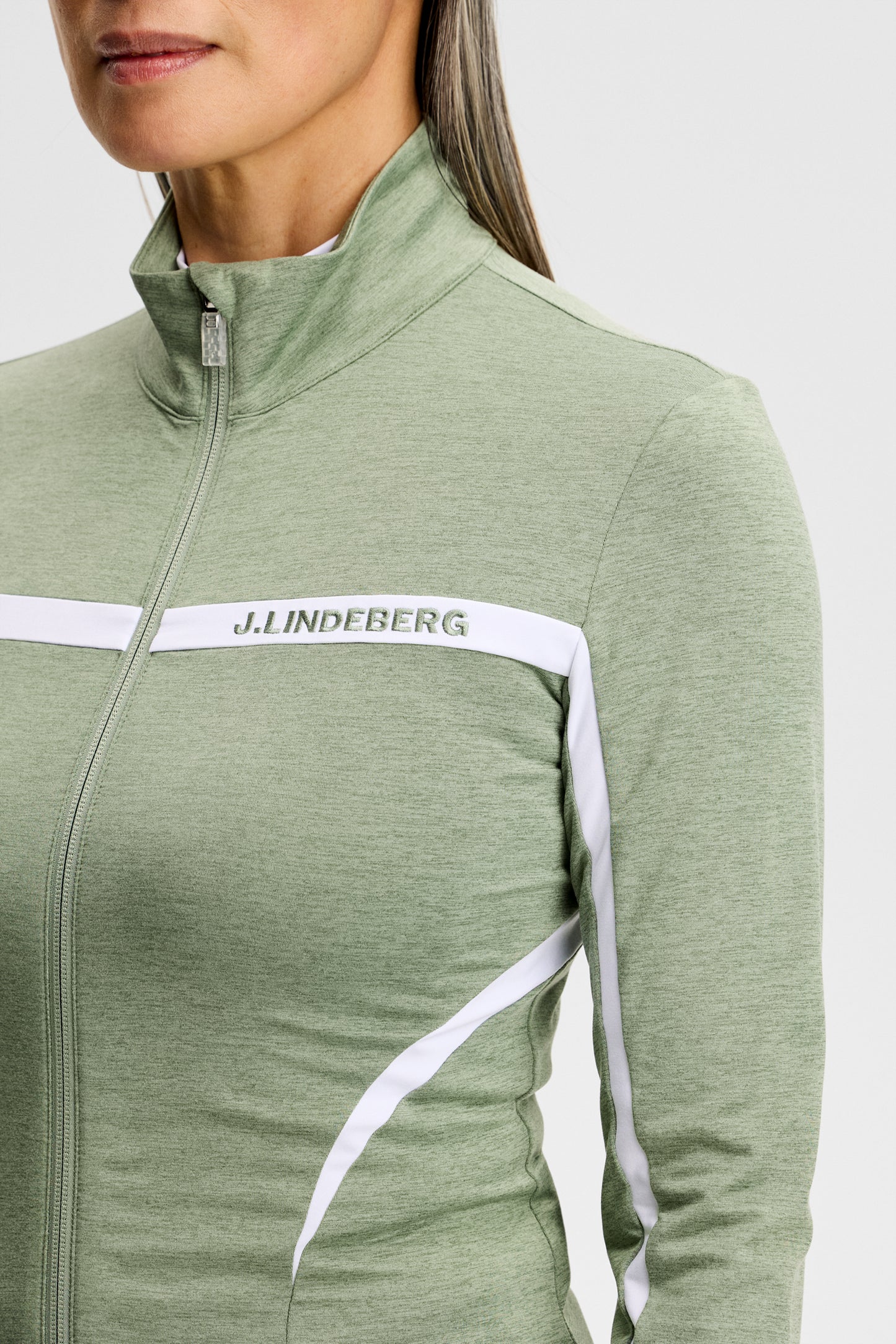 Janice Mid Layer in Hedge Green Melange by J.Lindeberg