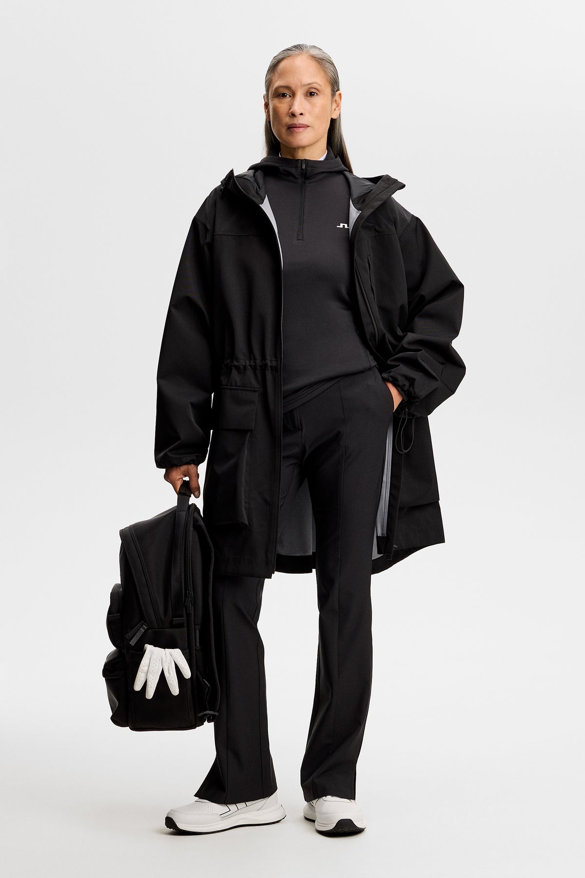 Aerielle Quarter Zip Hood in Black by J.Lindeberg