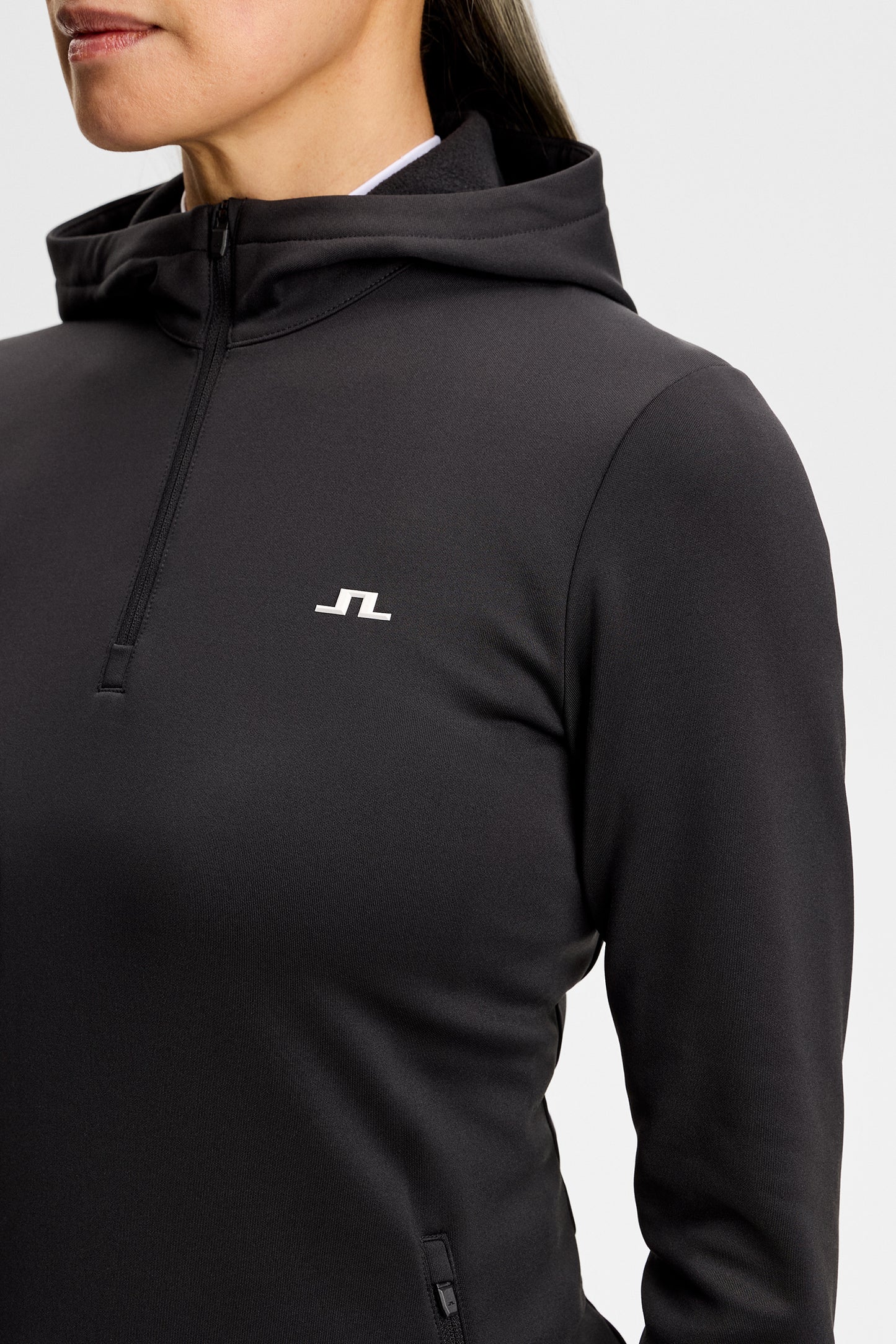 Aerielle Quarter Zip Hood in Black by J.Lindeberg