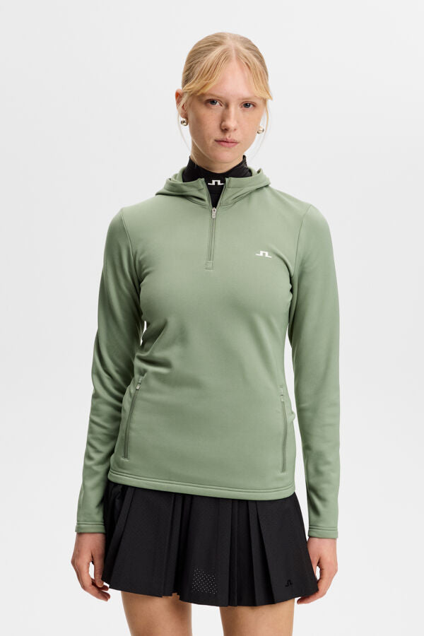 Aerielle Quarter Zip Hood / Hedge Green