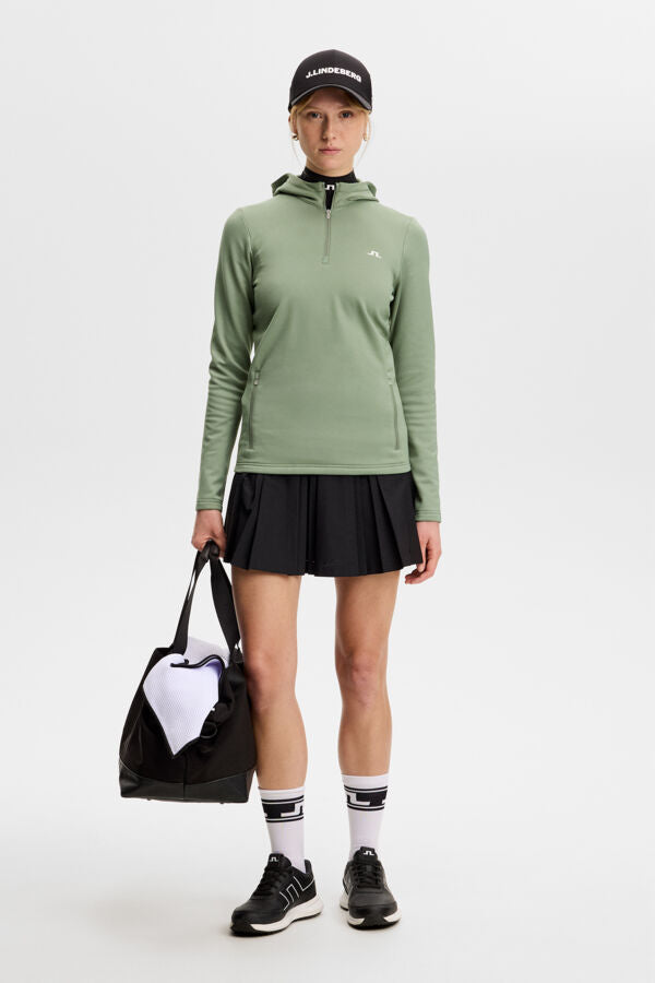 Aerielle Quarter Zip Hood / Hedge Green