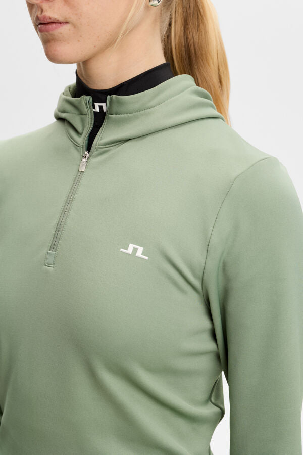 Aerielle Quarter Zip Hood / Hedge Green