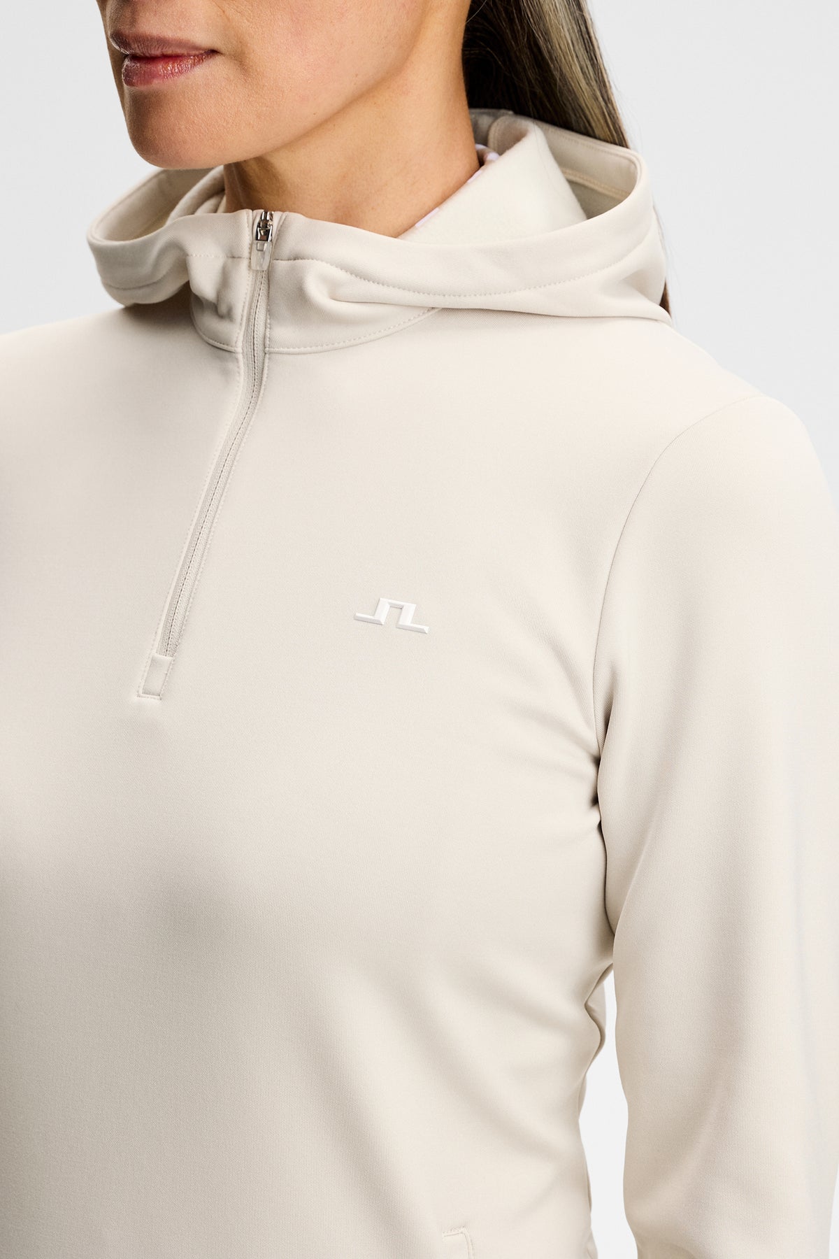 Aerielle Quarter Zip Hood in Moonbeam by J.Lindeberg