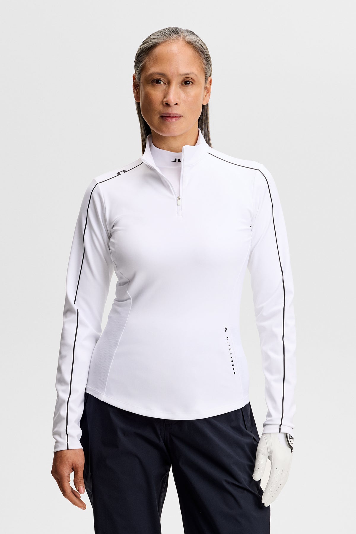 Adiola Quarter Zip Mid Layer in White by J.Lindeberg