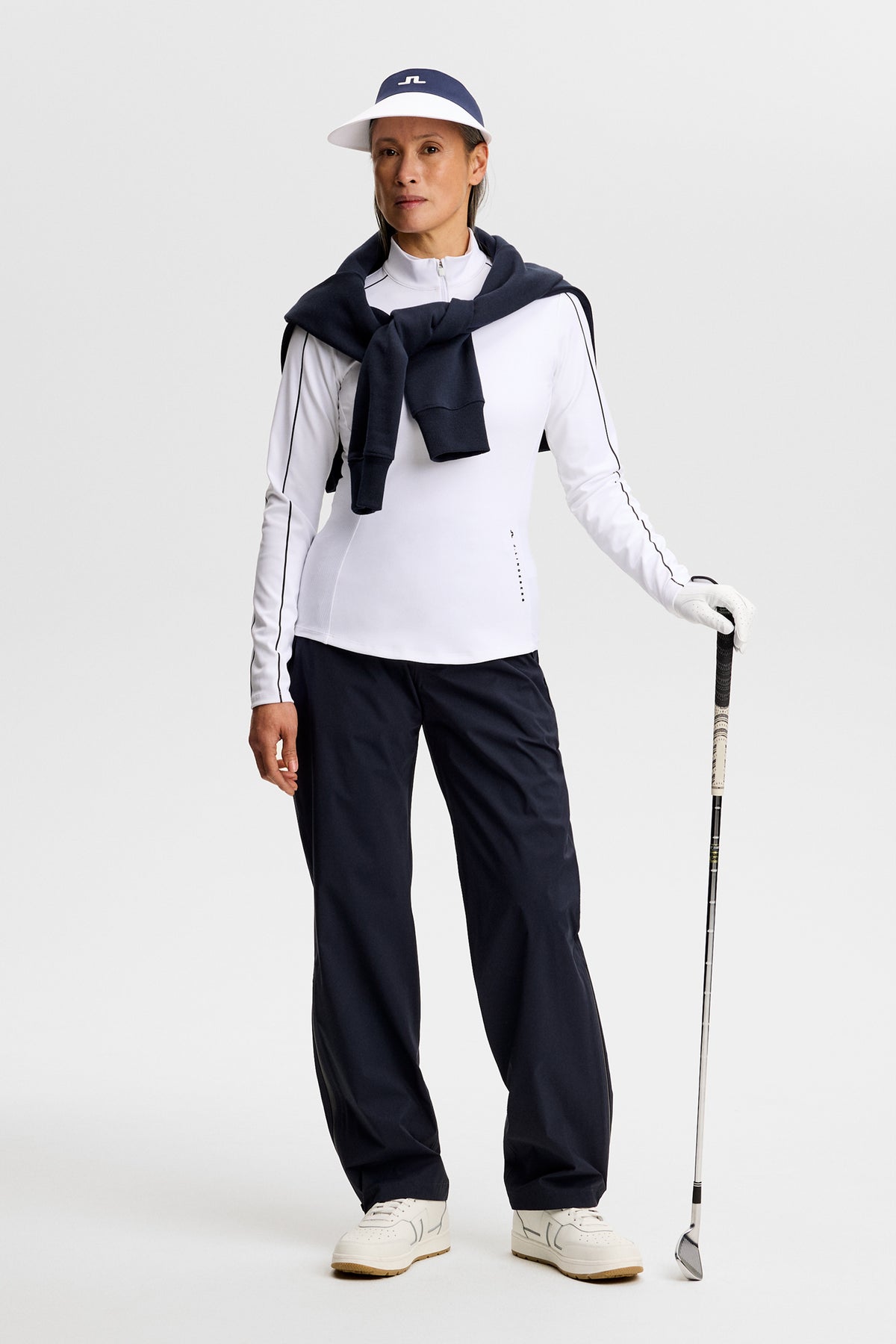 Adiola Quarter Zip Mid Layer in White by J.Lindeberg