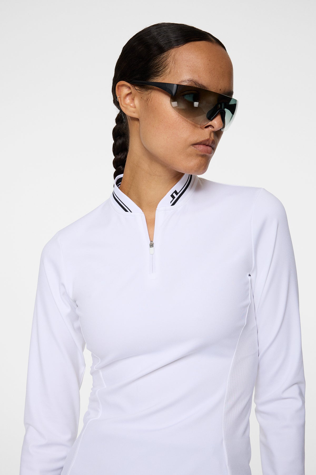 Harper Quarter Zip Mid Layer in White by J.Lindeberg
