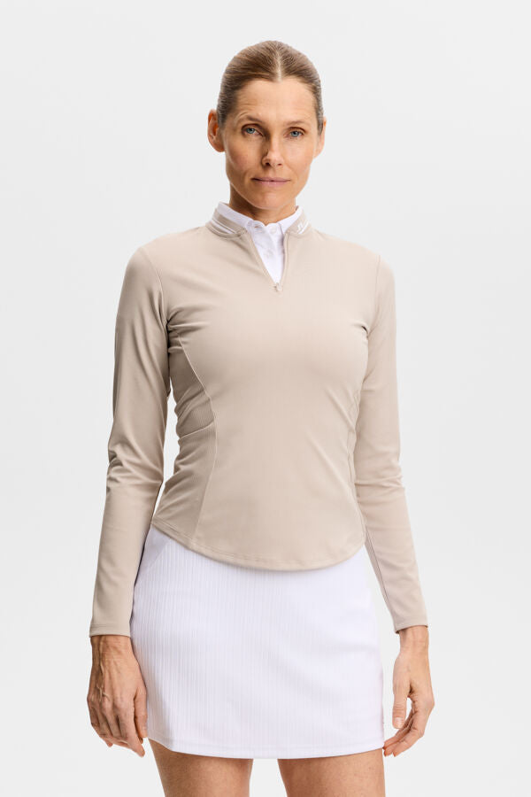 Harper Quarter Zip Mid Layer / Oyster Brown