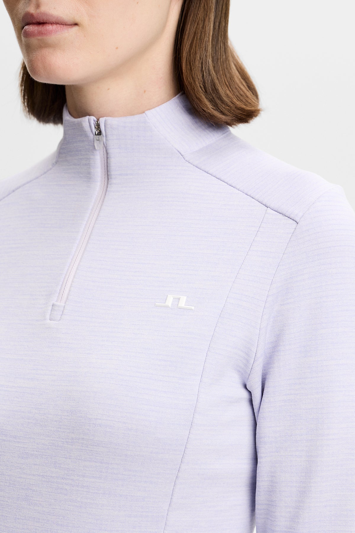 Steffi Quarter Zip Mid Layer in Purple Heather Melange by J.Lindeberg