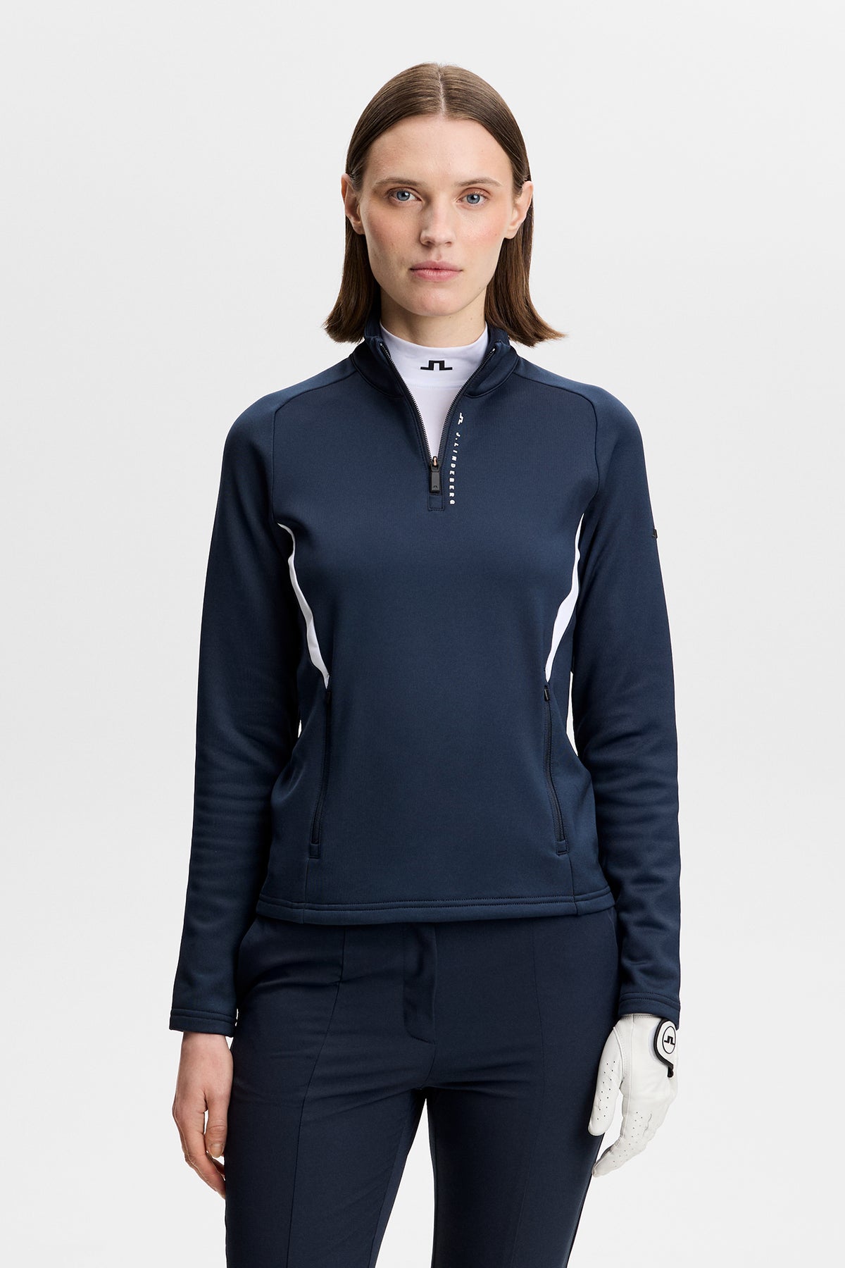 Selena Quarter Zip Mid Layer in JL Navy by J.Lindeberg