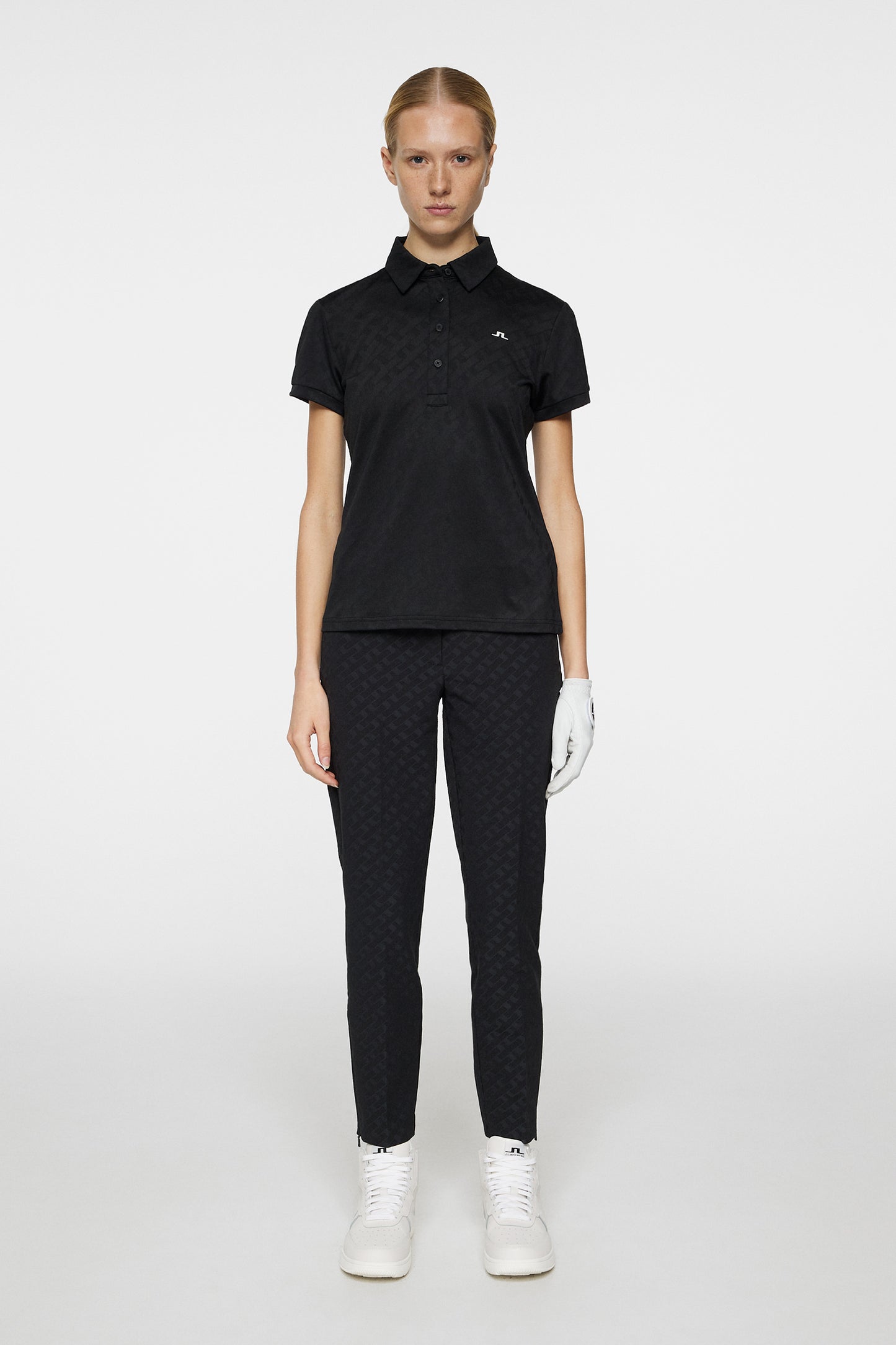 Alaya Jacquard Polo in Black by J.Lindeberg
